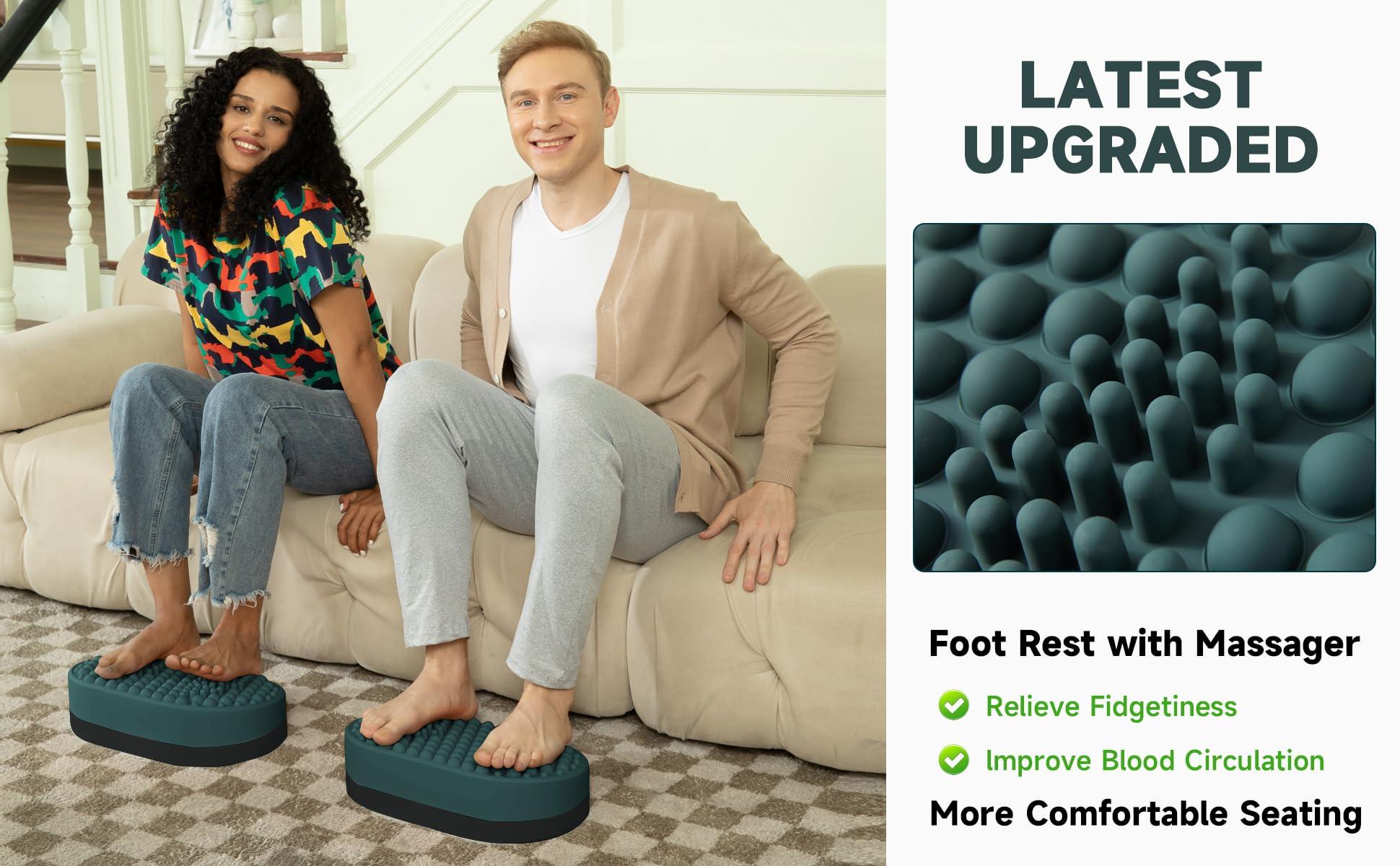 DIKDOC Dikdoc Foot Rest for Under Desk at Work, Home Office Foot Stool, Ottoman Foot Massager for Plantar Fasciitis Relief, Soft Silicone Footrests, Anti-Fatigue Fidget Toy (Eucalyptus)
