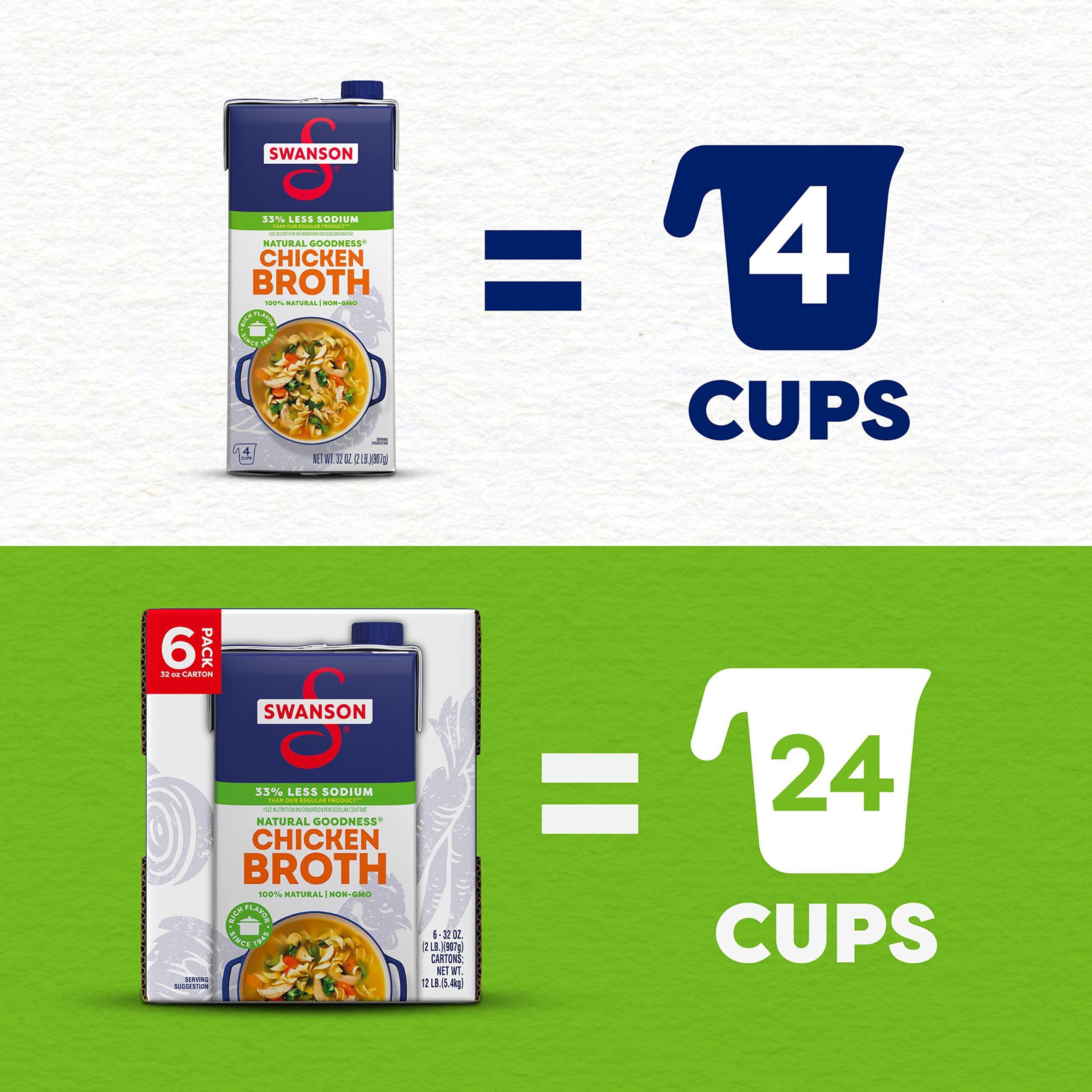 Swanson Swanson Natural Goodness Lower Sodium Chicken Broth, 32 oz Carton (6 Pack)