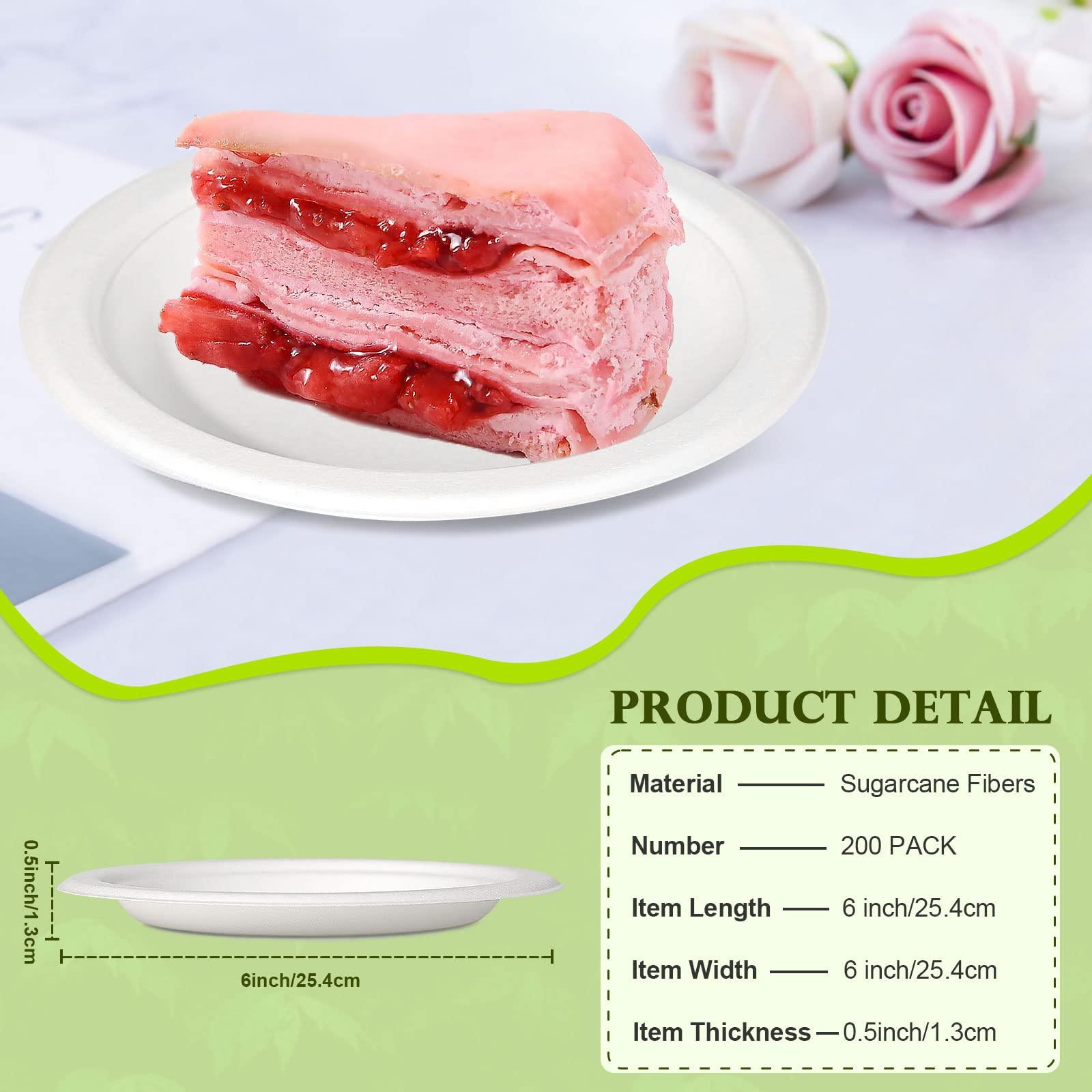 GREENESAGE GREENESAGE Paper Plates 6 inch, 200 Pack Paper Plates Bulk, Compostable Plates White Paper Plates, Small Disposable Plates for Dessert Cake Appetizer