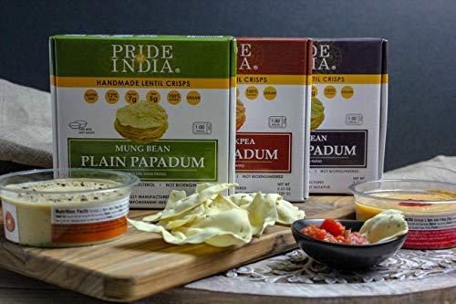 Pride Of India Pride Of India - Spicy Chickpea Masala Papadum Lentil Crisp, Pack of 6 - 10 count Box (3.53oz - 100gm) - Instant Popping Chips, Gluten-Free Crackers, Healthy Indian Snacks