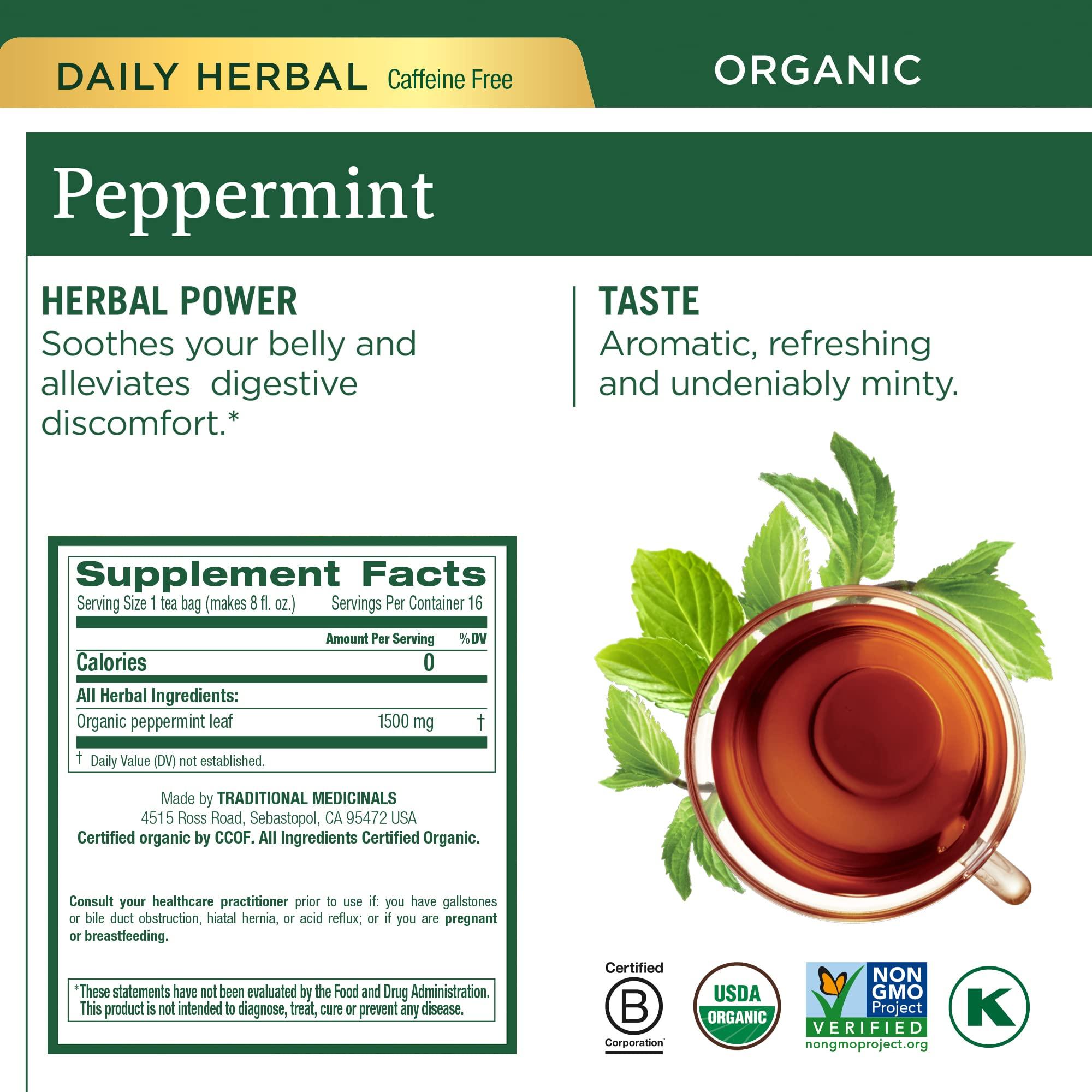 Traditional Medicinals Traditional Medicinals, Organic Variety Pack for Wellness in Four Soothing Flavors, Includes Peppermint, Chamomile, Hibiscus, Roasted Dandelion Root, Tea Buddy, 64 Tea Bags, (4 Pack)