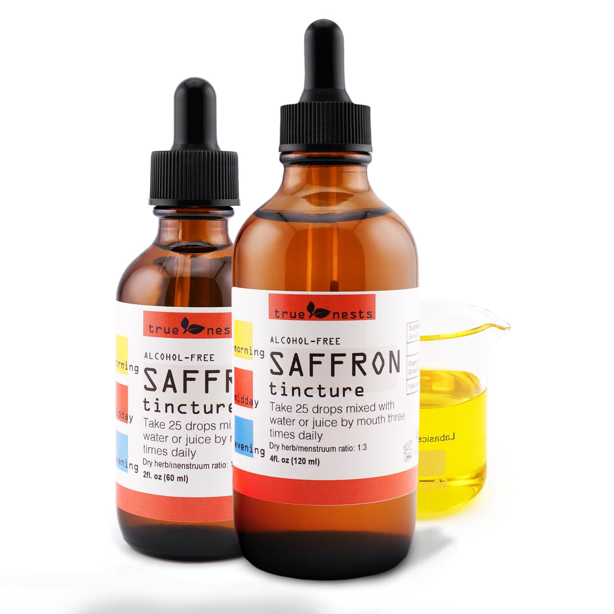 True Nests Organic Saffron Tincture Pure Saffron Extract Drops Premium Saffron Crocus Liquid Supplement Natural, Vegan, Non-GMO Pure Saffron Liquid Extract 4oz
