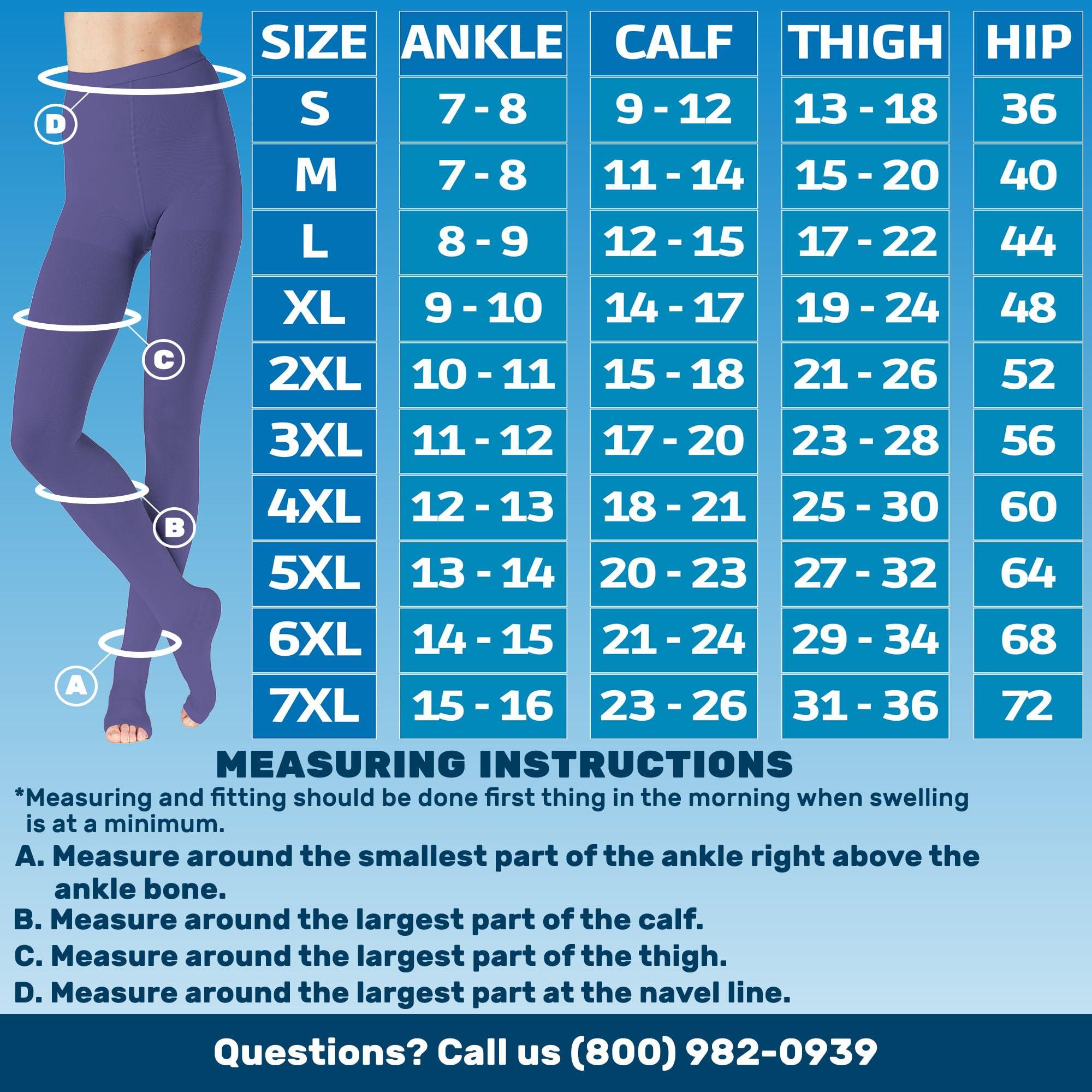 ABSOLUTE SUPPORT Plus Size Compression Tights for Women Circulation 20-30mmHg - Graduated Support Stockings with Open Toe for Varicose Veins, Arthritis, Edema, Embolism - Purple, 4X-Large - A214PR7