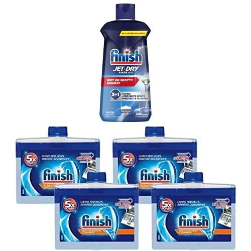 Finish Bundle of Finish Jet-Dry Rinse Aid, Dishwasher Rinse Agent and Drying Agent, 23 fl oz, Packaging may vary + Finish Dishwasher Cleaner - Liquid Fresh 4x8.45 oz.