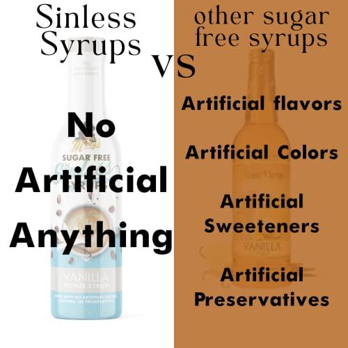 Miss Mary's Sugar Free Sinless Syrups Sugar Free Mocha Sinless Syrup - Sugar Free Coffee Syrup, Hot or Iced Coffee, No Sugar, Keto Friendly, Plant Based, Natural & Organic Ingredients, No Artificial Sweetener, Mocha, 1 Pack