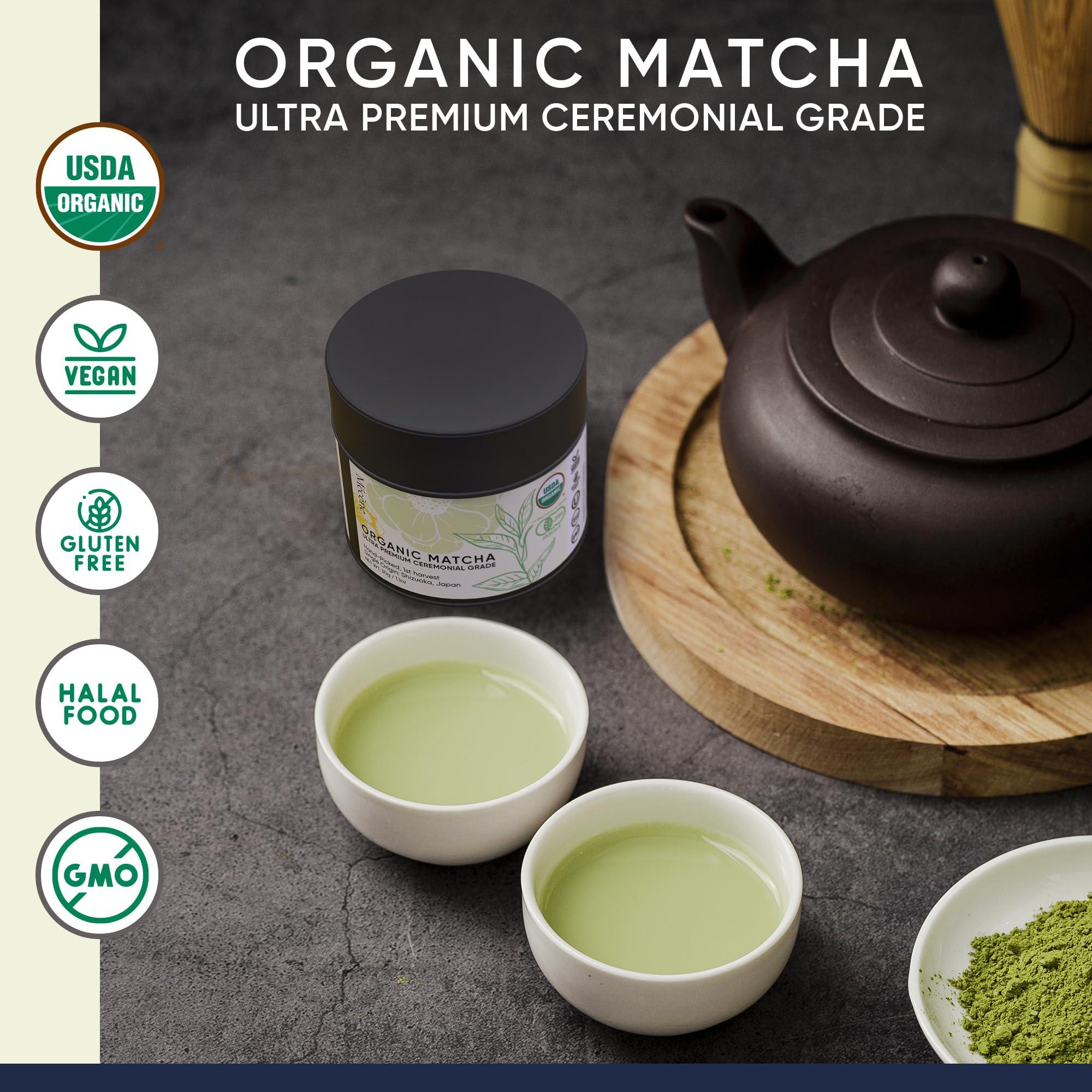 Mcne Organic Japanese Matcha Powder Green Tea - Hand-Picked, 1st Harvest, Ceremonial Grade Matcha Powdered Tea, and Stone Ground from Shizuoka, Japan (30g / 1.1oz)