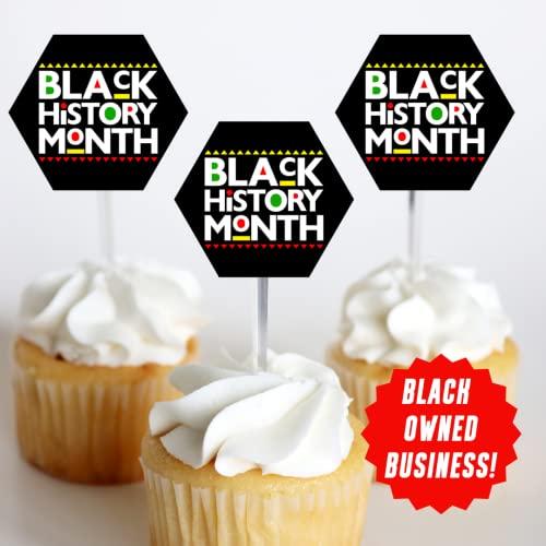 Ninalem's Party Black History Month Decorations, Black History Month Cupcake Toppers, Black History Month, 12 PCS