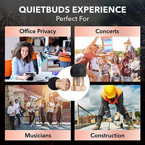 QuietBuds QuietBuds Premium Earplugs - Noise Reduction Ear Plugs with Advance Noise Filtering Technology for Studying Sleeping Blocking Harmful Sound | Hearing Protection Rose Gold Color