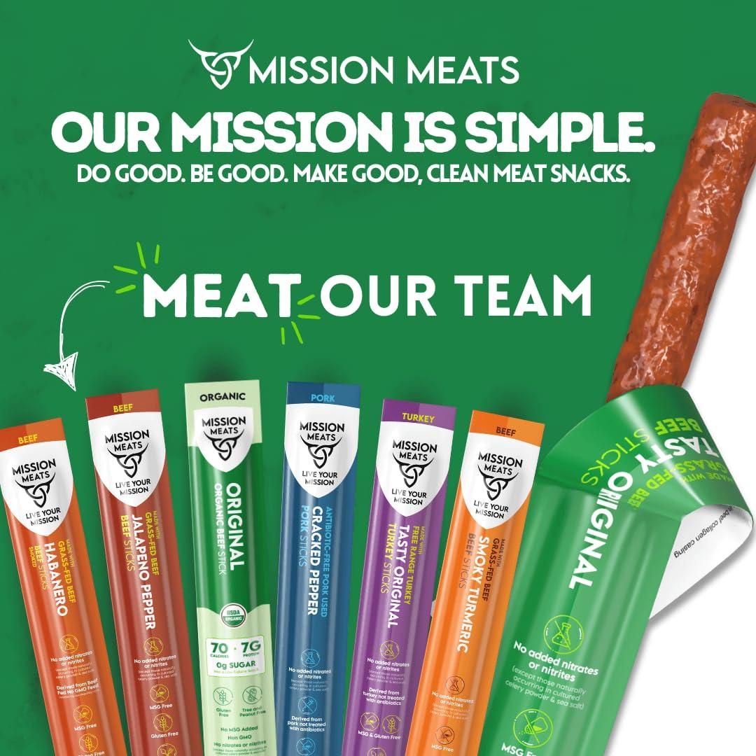 EST. 2015 MISSION MEATS Mission Meats Kids Beef Sticks 100% Grass Fed & Pasture Raised, Healthy Snacks for Kids and Toddlers, Gluten & Nut Free, Non-GMO, 0.5oz, 24 Count (Pack of 1)