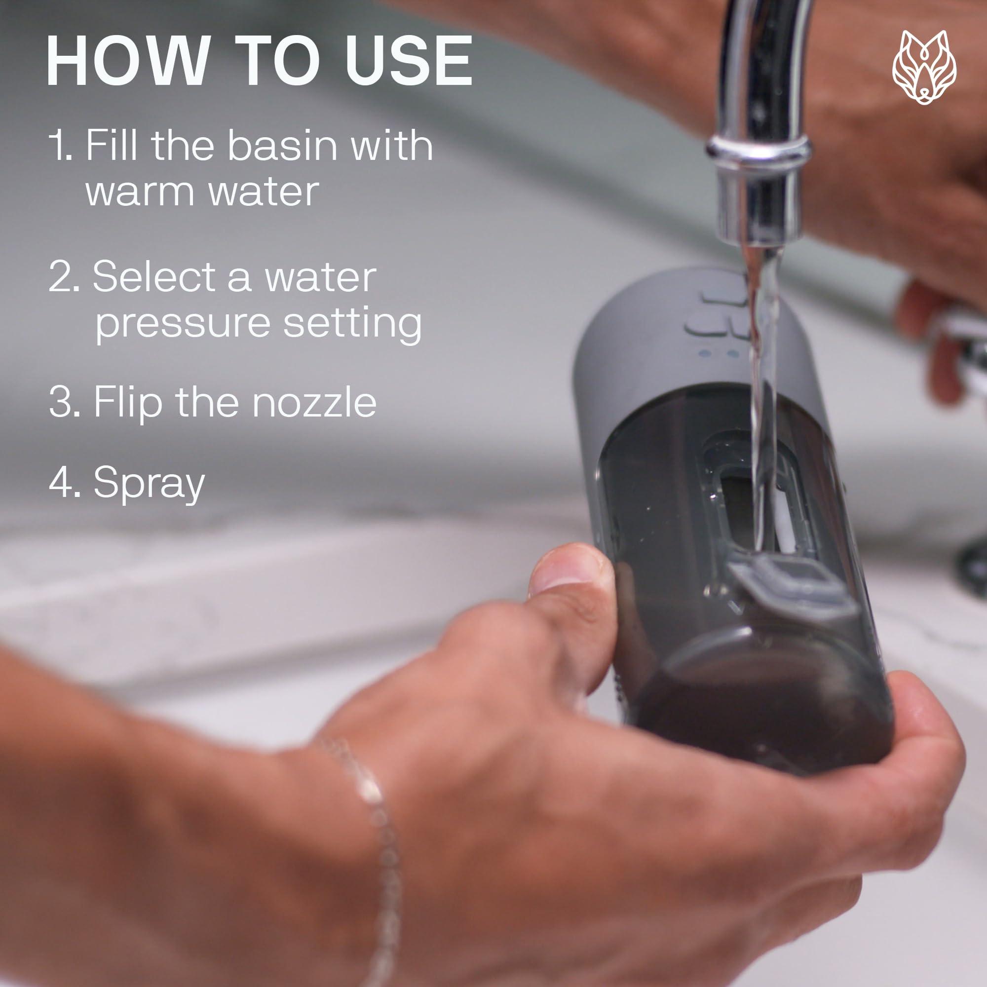 Black Wolf Wush Pro by Black Wolf - The Original Deluxe Water Powered Ear Cleaner with 6 Reusable Replacement Tips by Black Wolf - Safe & Effective for Ear Wax Buildup - Electric Ear Wax Removal Kit (Grey)