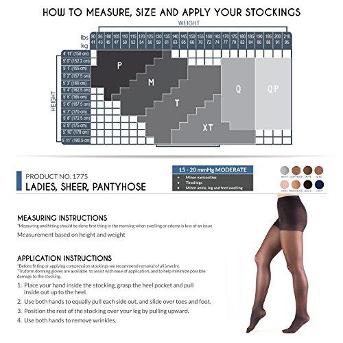 Truform Truform Sheer Compression Pantyhose, 15-20 mmHg, Women's Shaping Tights, 20 Denier, Nude, Queen