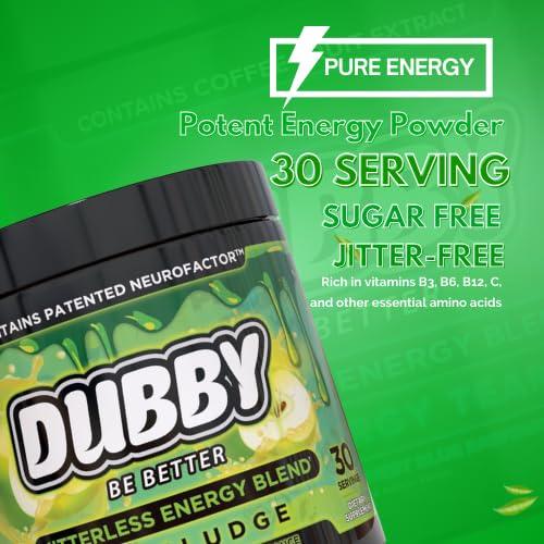 Dubby Dubby - Gamer Energy Drink Powder for Gaming - Sugar Free Energy Drinks, Nootropics Jitter-Free Natural Energy Powder, Green Apple and Secret Sauce Flavor, 30 Serving, 5.61 Ounces (DubSludge)