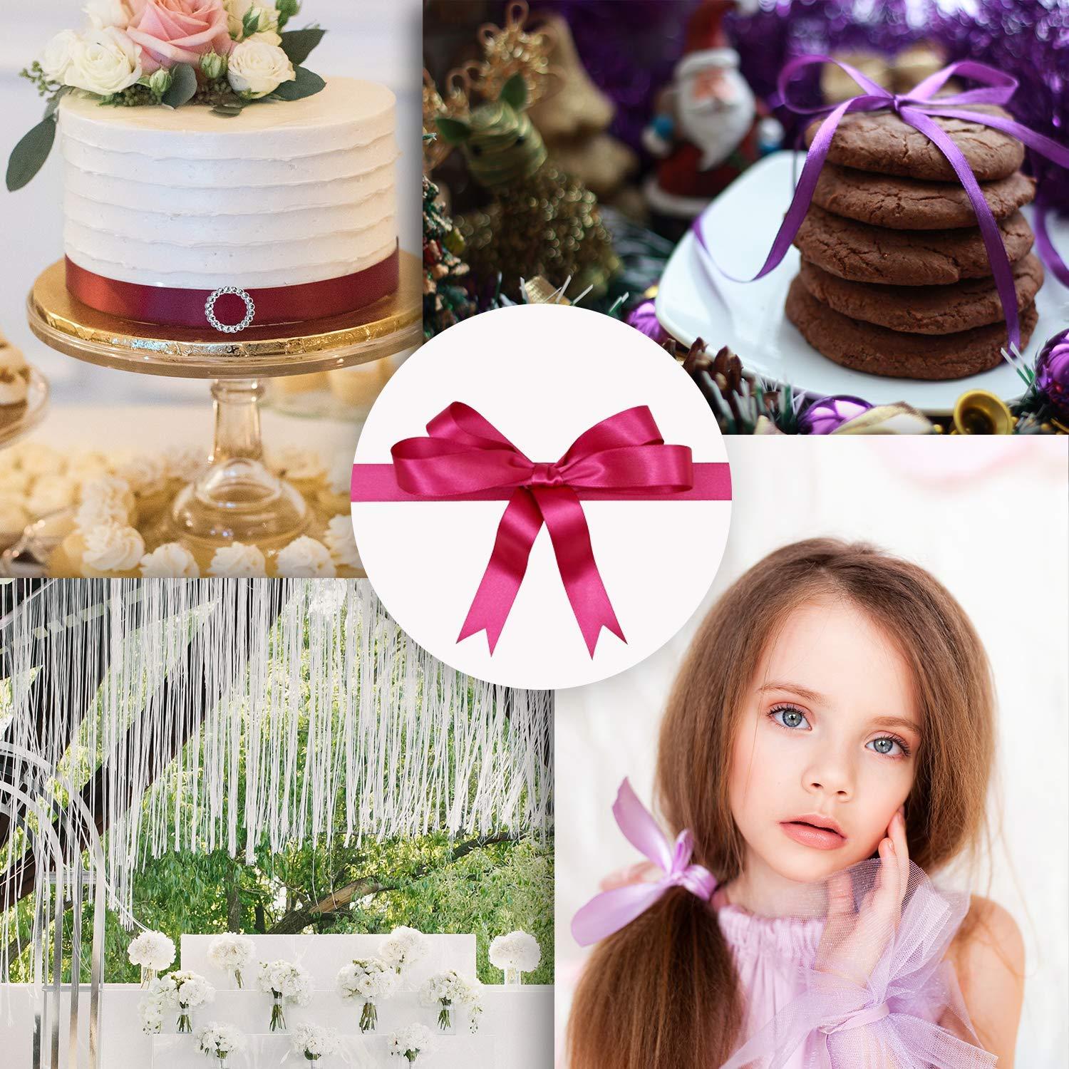 Trimming Shop Trimming Shop 50mm x 10 Metres Double Sided Satin Polyester Ribbon for Fabric, DIY Art & Crafts, Bows, Gift Wrapping, Wedding Favors & Home Decorations, Dark Silver