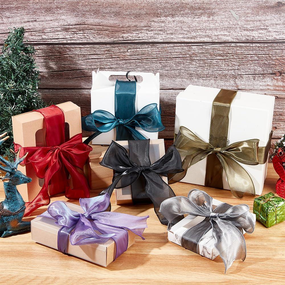 GOMAKERER GOMAKERER 10 Yards Sheer Chiffon Ribbon, Wired Chiffon Ribbon Sheer Organza Ribbon Dark Red Polyester Organza Ribbon Mesh Fabric Ribbon for Bowknot Flower Gifts Decorations