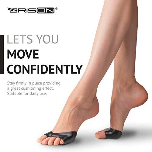 BRISON Metatarsal Pads Ball of Foot Cushions - Soft Gel Forefoot Sleeves Mortons Neuroma Callus Metatarsalgia Feet Pain Relief Bunion Forefoot Cushioning Relief Women Men - 2 Pairs - Black