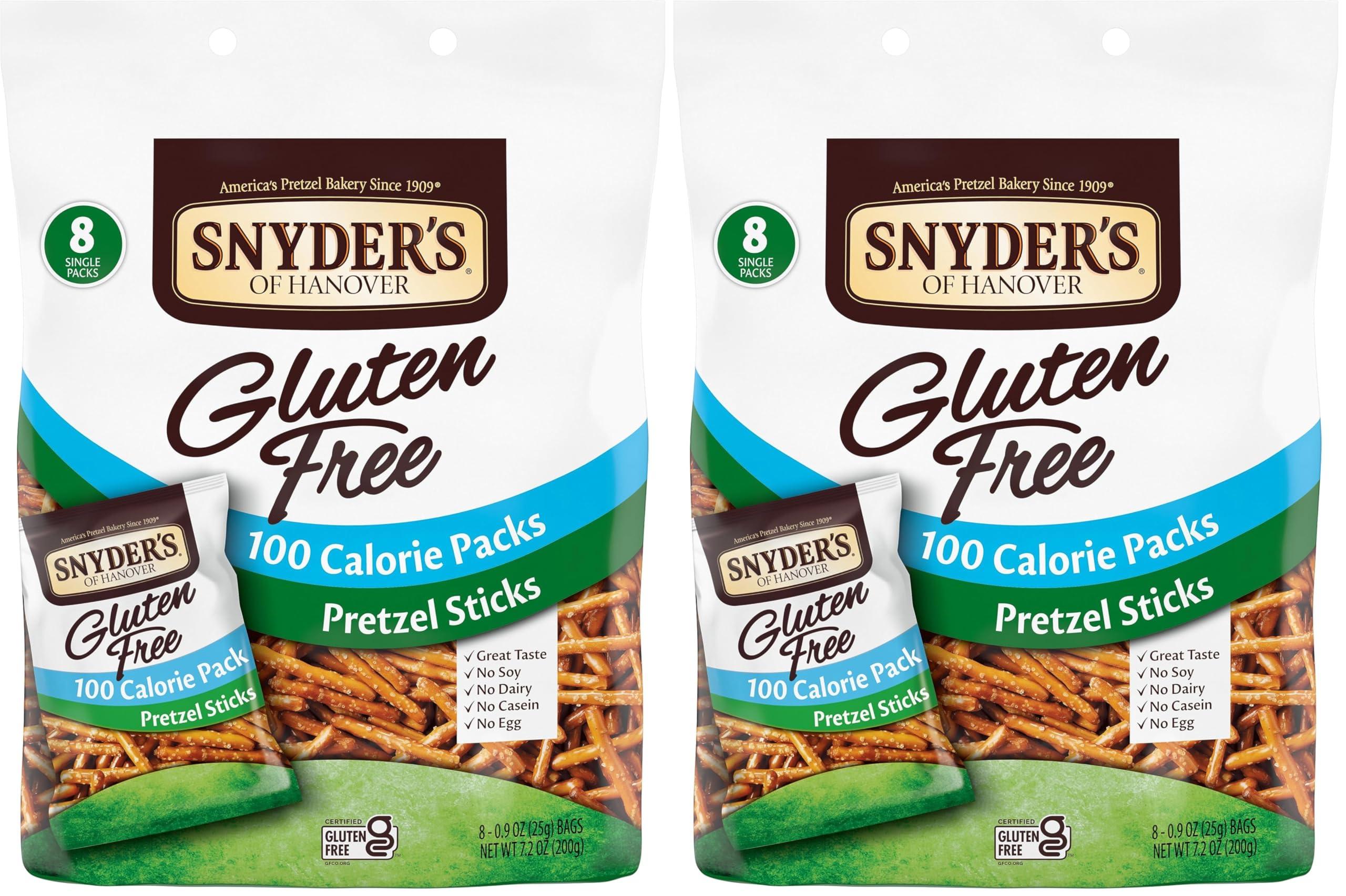 Snyder\'s of Hanover Snyder\'s of Hanover Gluten Free Pretzel Sticks, 100 Calorie Individual Packs, 8 Ct (Pack of 2)