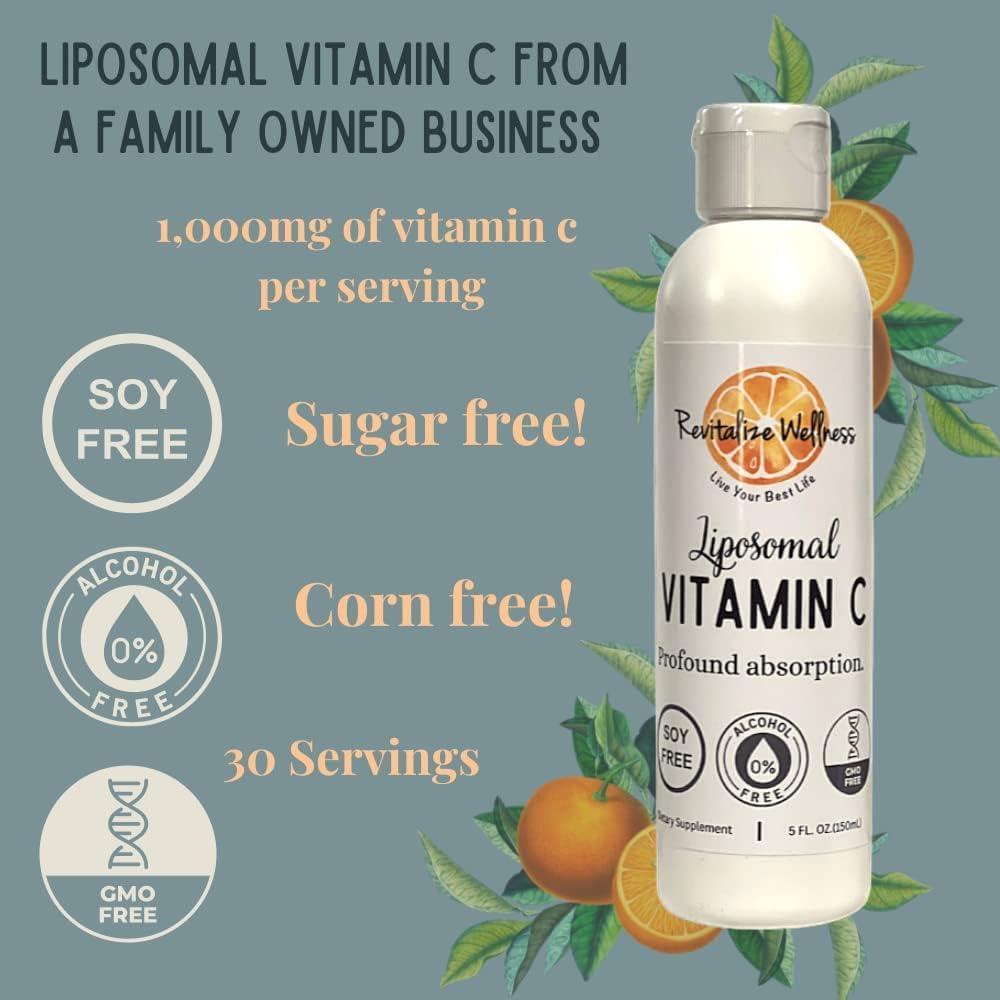 Revitalize Wellness Revitalize Wellness Liposomal Vitamin C | 1,000 mg Vitamin C | Profound Absorption, Pure, Corn Free, & GMO-Free | 30 Servings