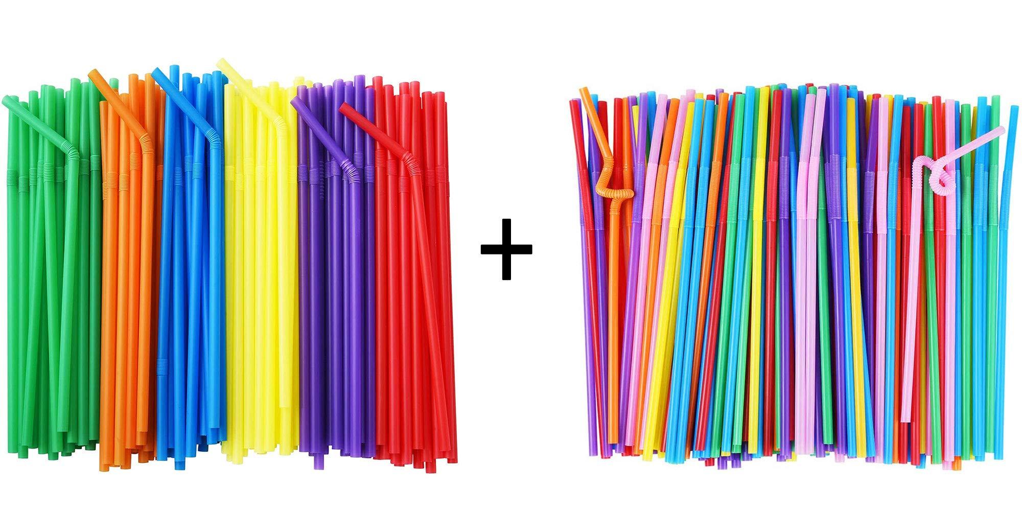 ALINK ALINK 500 Bendy Straws + 100 Extra Long Flexible Straws