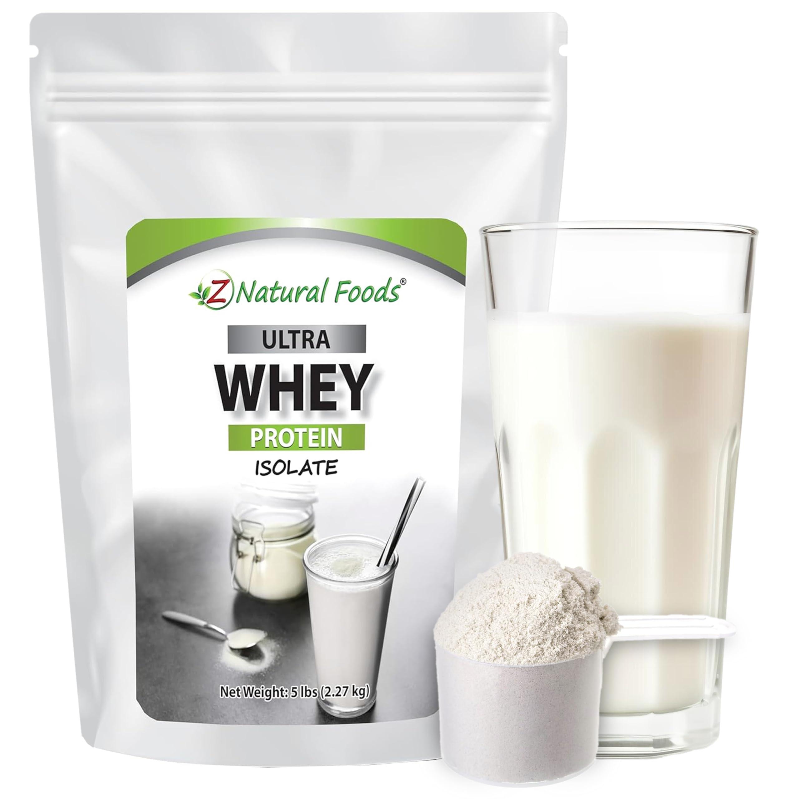 Z Natural Foods Z Natural Foods Ultra Whey Protein Isolate Powder - Pure, Unflavored, Unsweetened Whey Protein Powder - Flavorless Whey Isolate with Vital Proteins for Fitness, Sports Nutrition, Immune Support, 5 lb