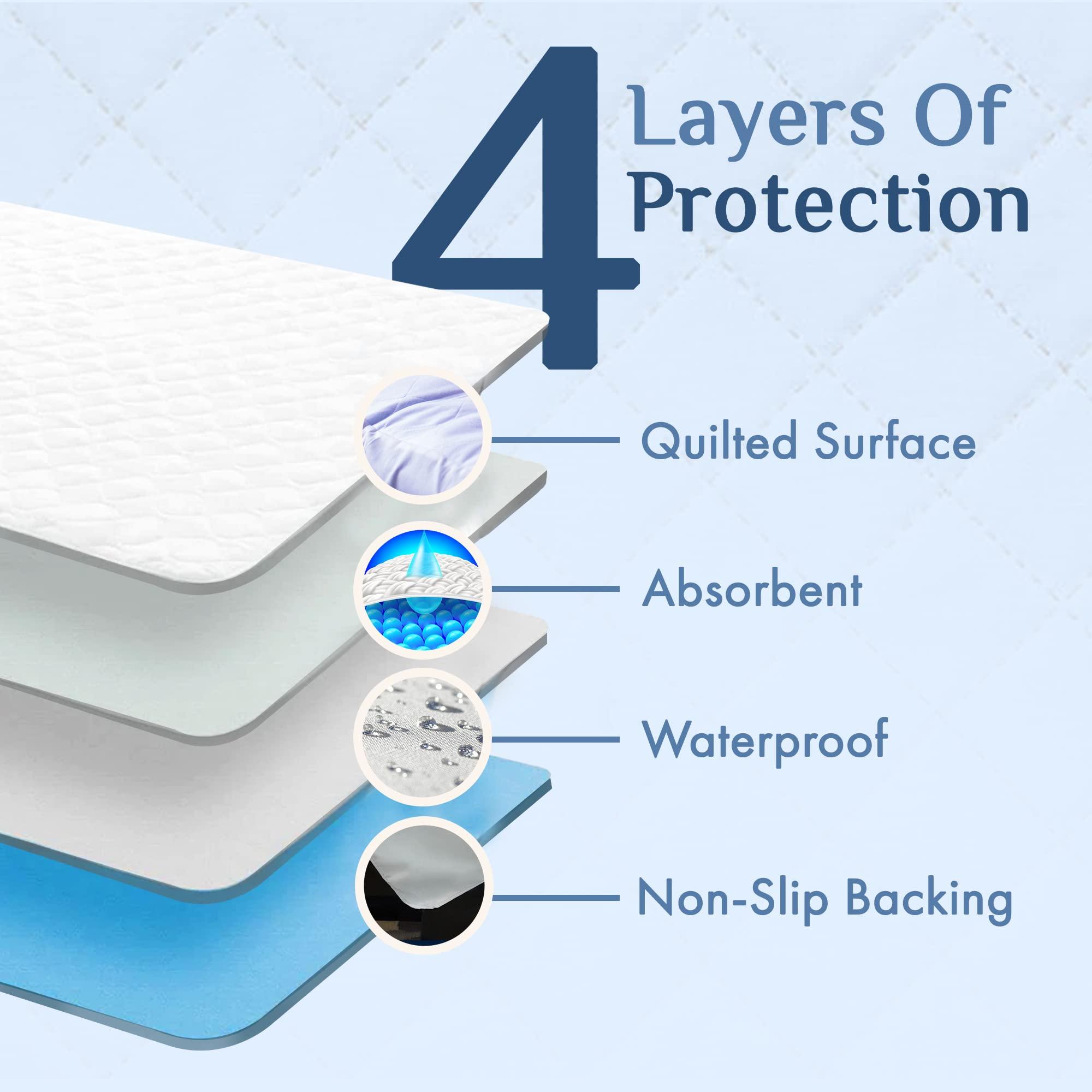 Idyll Nights Washable Incontinence Bed Pad - Waterproof with Tuck-in-Sides Leakage & Sweat Mattress Protector - Reusable Full/Queen 36x60 inch Bed Pad for Kids Adults and Pets