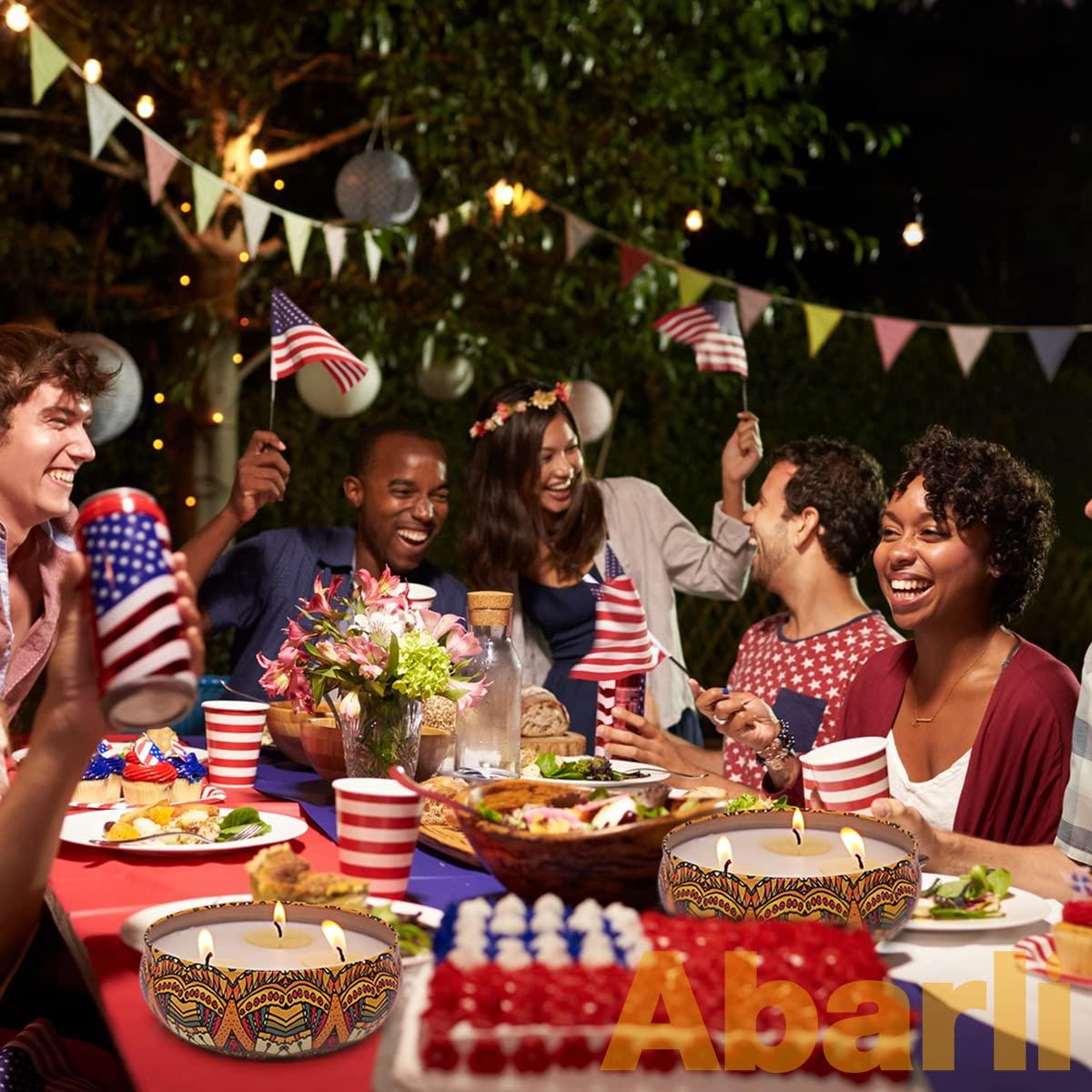 Abarli Abarli Citronella Candle Outdoor Large 3 Wick 13.5oz Soy Wax with Cover for Patio Porch, 75 Hour Burn, Blue and White, Citronella Candle