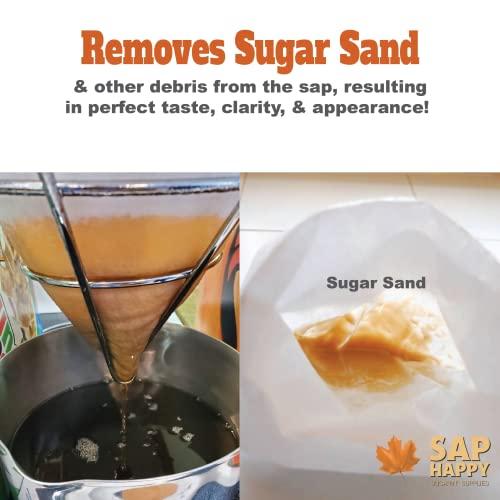 SAP HAPPY SUGARIN SUPPLIES Sap Happy (6) Piece Maple Syrup Filter Set - (1) Heavy Duty Maple Sap Filter - (5) Syrup Pre Filters for Maple Syrup Production - (1) How-To Card for Maple Syrup Filtering.