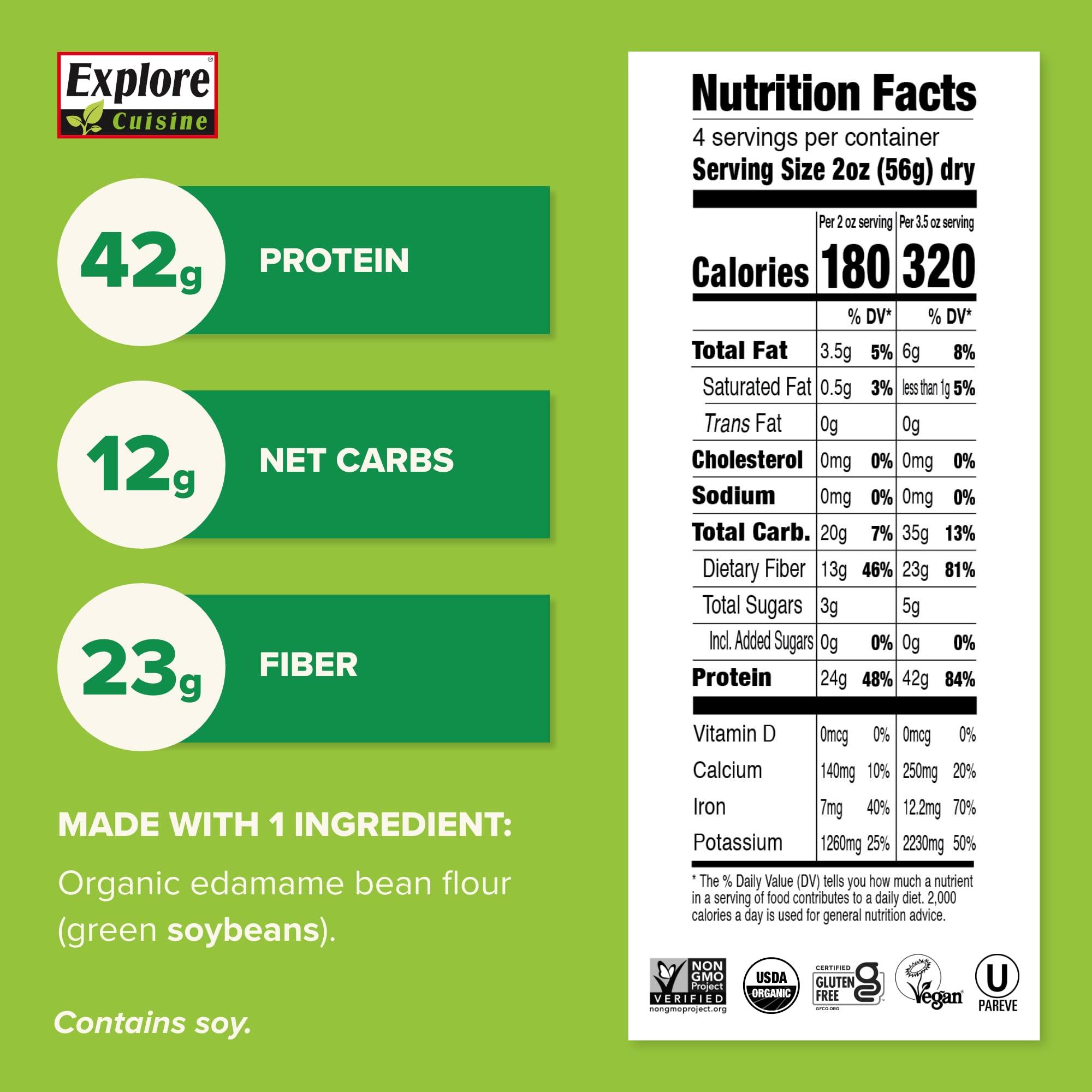 EXPLORE CUISINE Explore Cuisine Organic Edamame Spaghetti - 8 oz, Pack of 2 - Easy-to-Make Pasta - High in Plant-Based Protein - Non-GMO, Gluten Free, Vegan, Kosher - 8 Total Servings