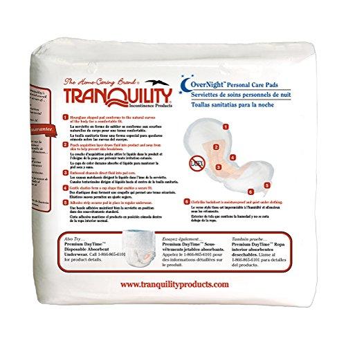 TRANQUILITY Tranquility Incontinence Personal Care Pads, Overnight Protection, Promote Dryness and Protect Against Leakage, Soft Lining& Adhesive Strip for Secure Fit in Underwear, 16.9oz Capacity, 24ct Bag