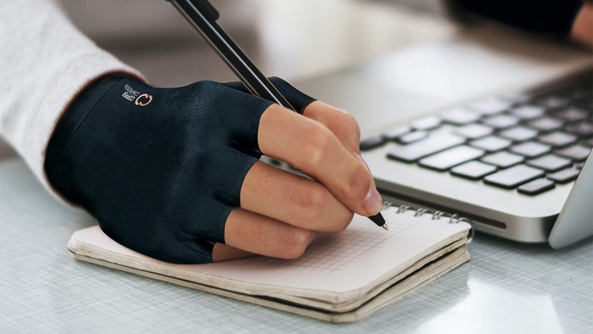 Copper Compression Copper Compression Arthritis Gloves | Fingerless Arthritis Carpal Tunnel Pain Relief Gloves For Men & Women | Hand Support Wrist Brace For Rheumatoid, Tendonitis, Swelling, Crocheting 2 Pairs Black S