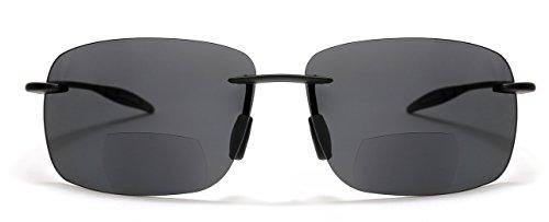 SAMBA SHADES SAMBA SHADES Maui Sports Navigator Bifocal Sun Readers Sunglasses for Men and Women Ultra Flex TR90 Black +2.25