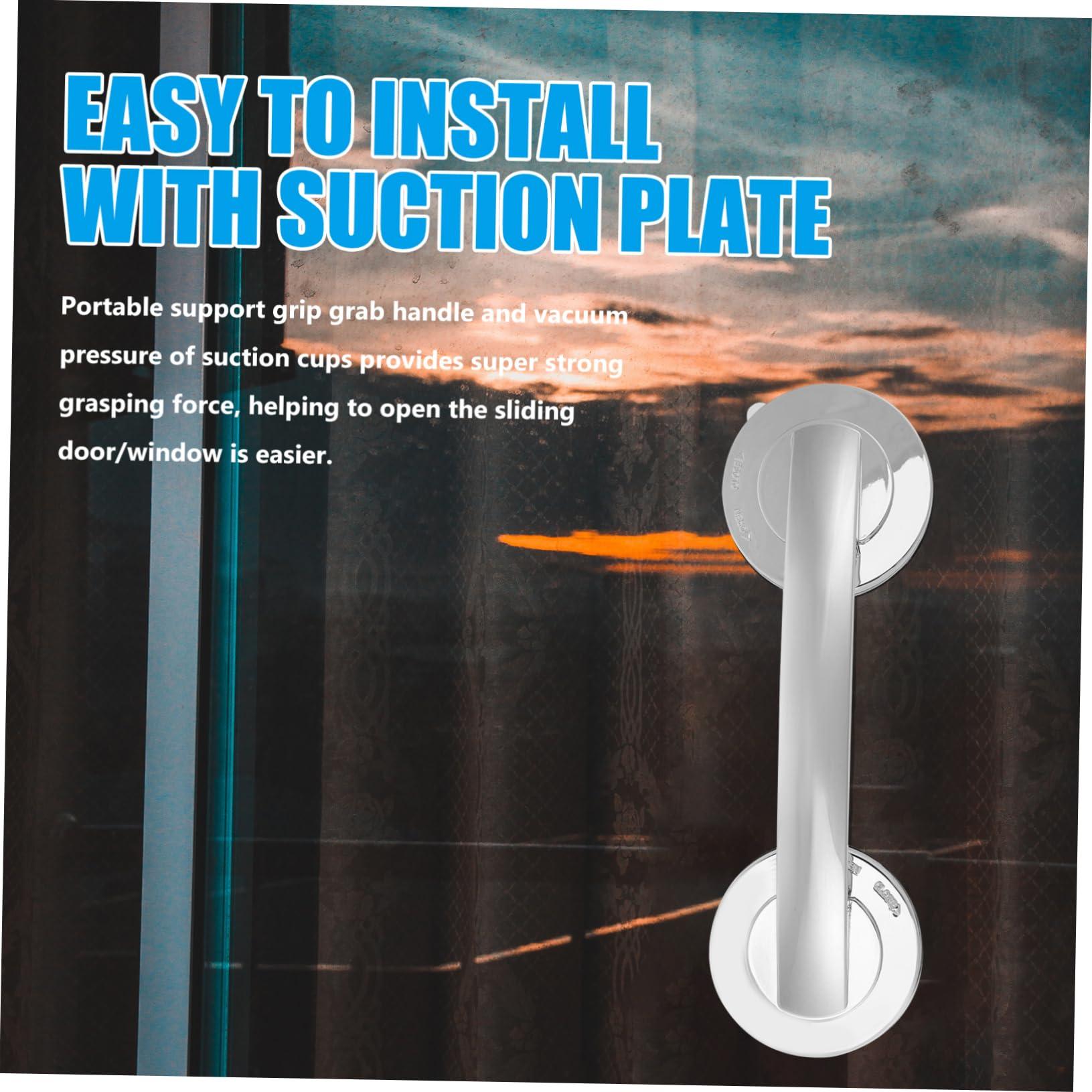 Mobestech Mobestech Armrest Tap Handle Shower Suction Handle Bathroom Suction Handle Handles Suction Shower Grab Bar Suction Cup Handle Suction Grab Bar for Bathroom Silver Plastic