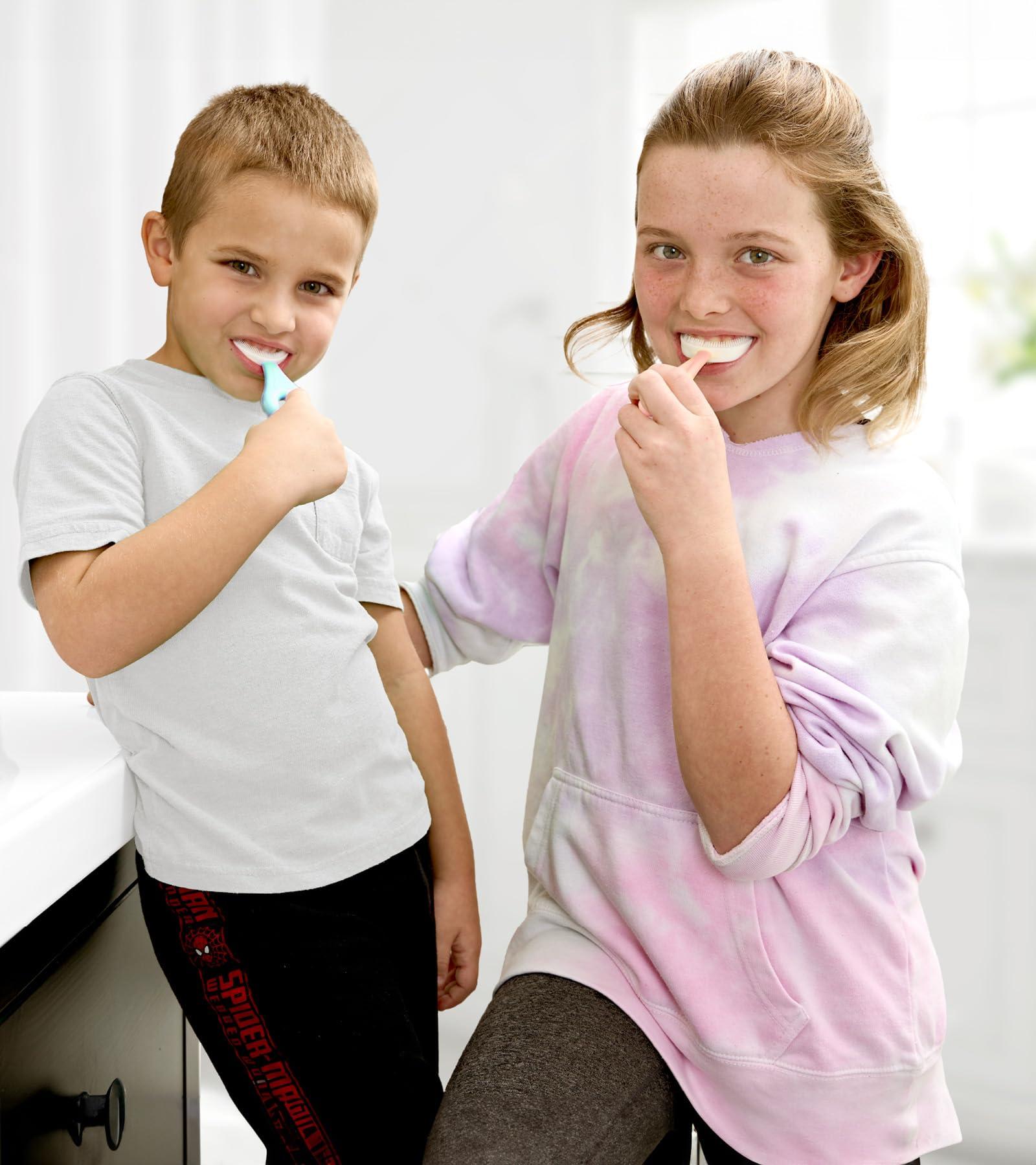 DR. SMITHSONS U Shaped Toothbrush Kids 6-12 Years Old- Two Premium Soft Toothbrushes Come with Travel Case & - Sensory Toothbrush - Rounded Toothbrush Kids Size Head Makes Brushing Fun & Easy - 1 Pink, 1 Blue