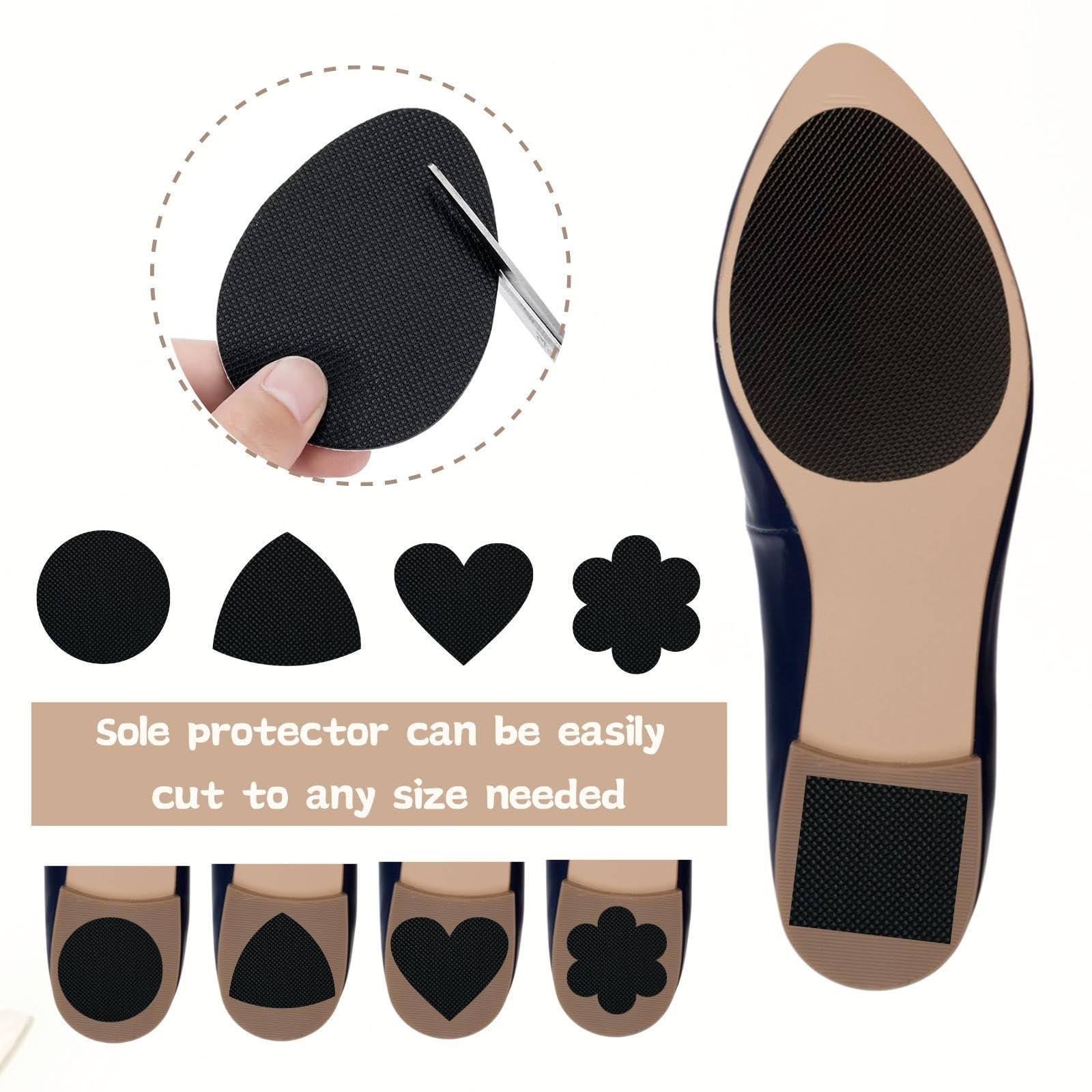EACOZY Non-Slip Shoe Pads, Shoe Sole Protectors for Bottom of Shoes, 6PCS Anti-Slip Soles for Shoes, Self-Adhesive, Black