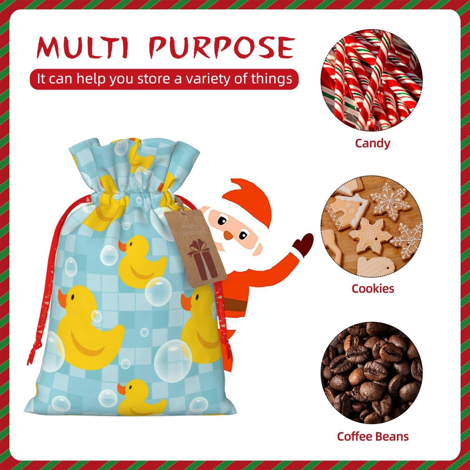 YIPOCH YIPOCH Yellow Duck Gift Bags Christmas Bags with Drawstring Christmas Bags For Gifts Wrap Christmas Treat Bags Reusable Birthday Holiday Gift Bag for Xmas Presents Party Favor Goody Bags