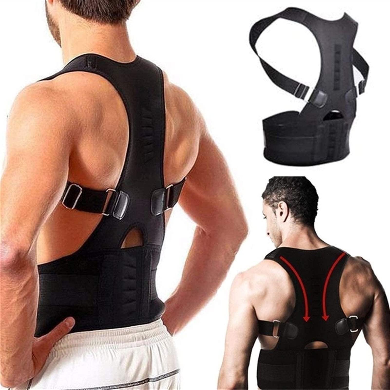 XWSM XWSM Posture Correction Belt, Adjustable Shoulder Strap, Full Back Support Suitable for Male and Female, Relieves Shoulder Pain Makes Exercise More Efficient Support (Color : Black, Size : 2X Grande)