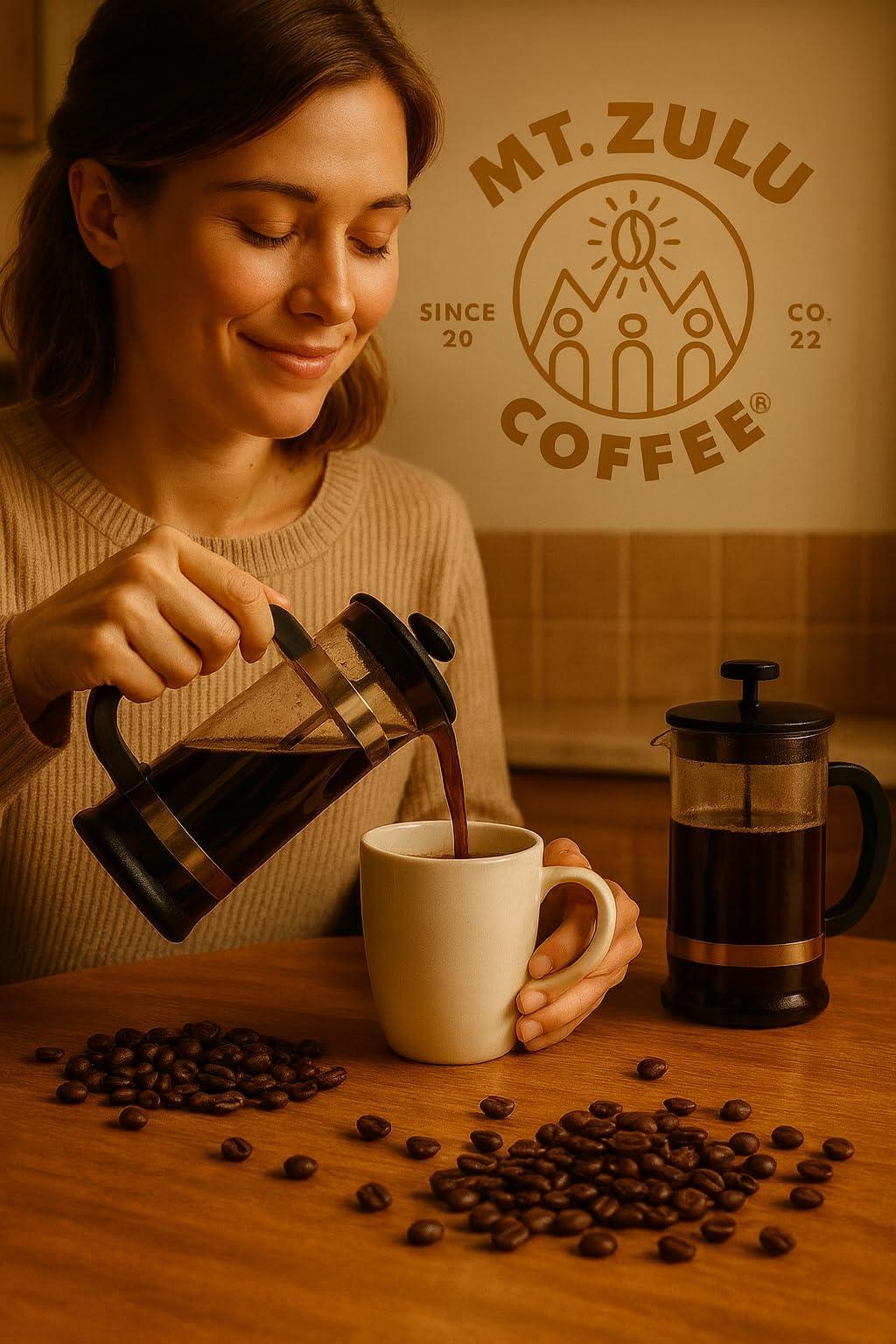 MT. ZULU COFFEE Mt. Zulu Colombian Supremo Ground Coffee, Medium Roast, Gourmet 83.5 Cupping Score, Hand-Roasted at Origin, 100% Arabica, Balanced Cup, 12 oz Bag