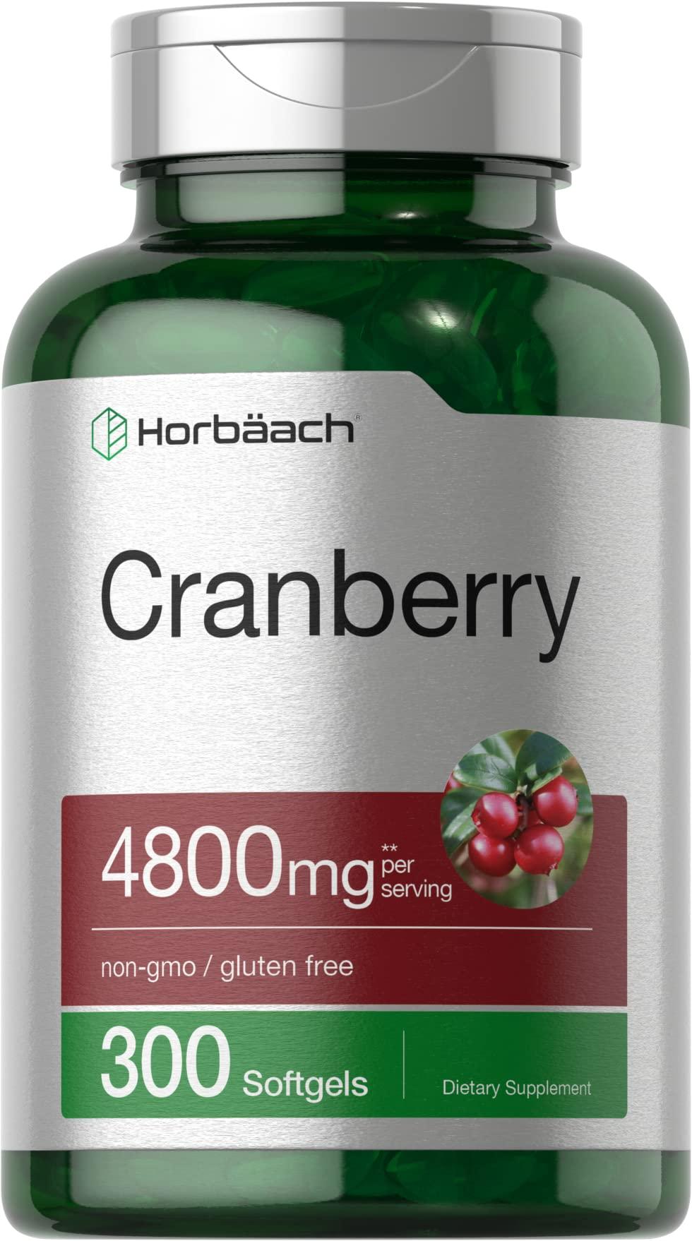 Horbäach Horbach Cranberry Pills 4800mg | 300 Softgels | Non-GMO, Gluten Free Supplement | from Concentrate Extract
