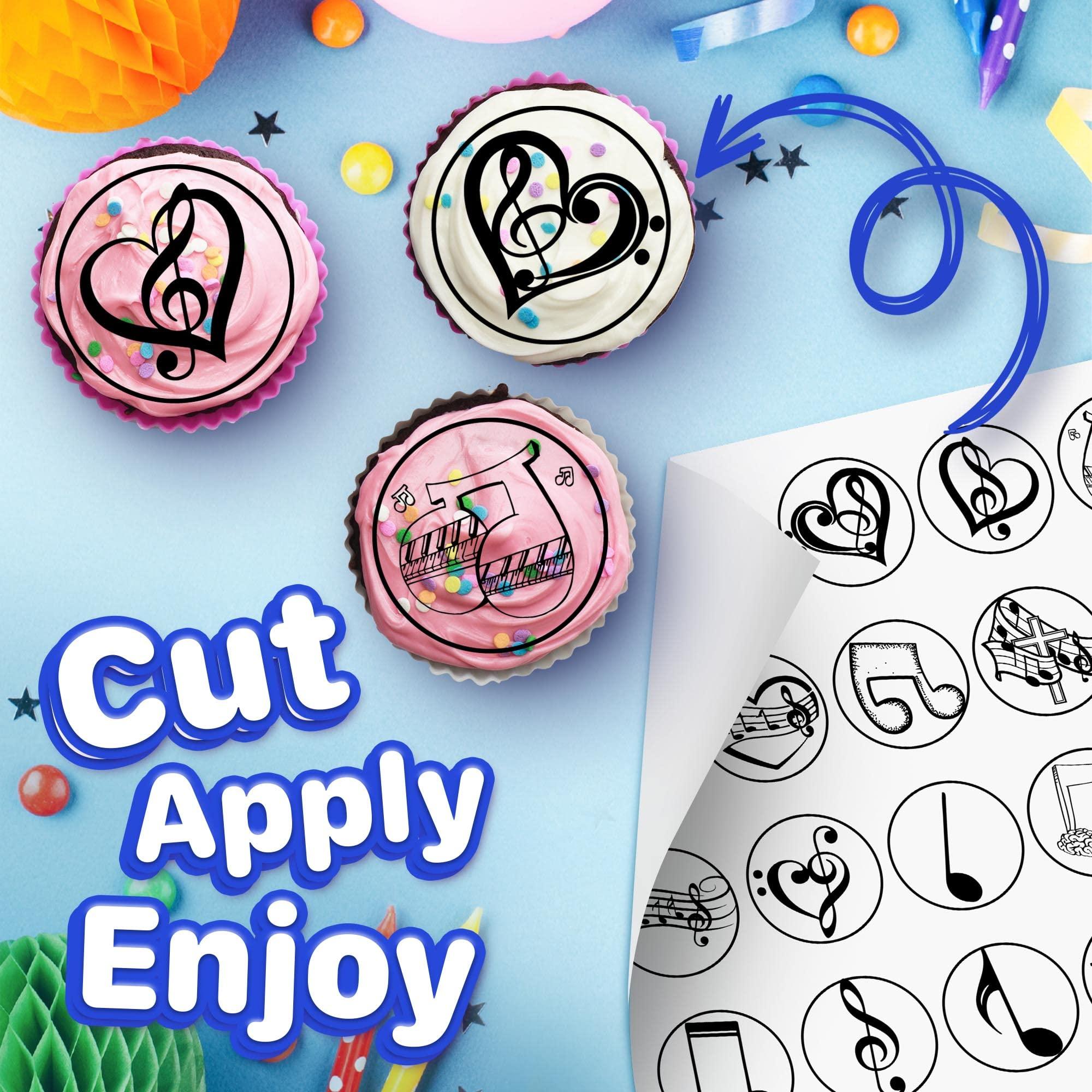 NATURAL BEHAVIOUR 30 x Edible Cupcake Toppers Themed of Music Collection of Edible Cake Decorations | Uncut Edible on Icing Sheet