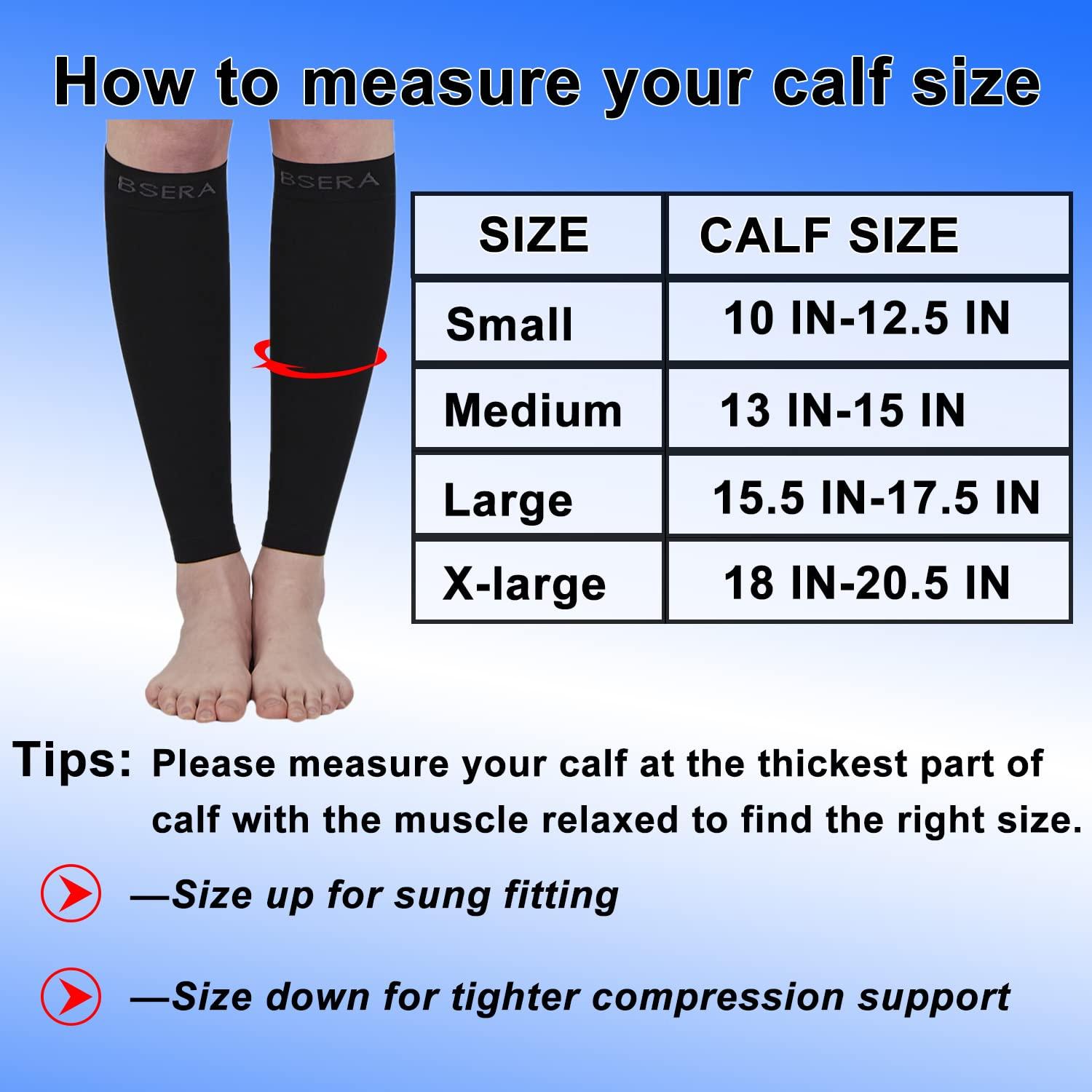 BSERA BSERA Calf Compression Sleeve Women, 2 Pairs 15-20mmHg Calf Support Footless Compression Socks Stockings for Shin Splints, Varicose Veins, Recovery (Black, X-Large)