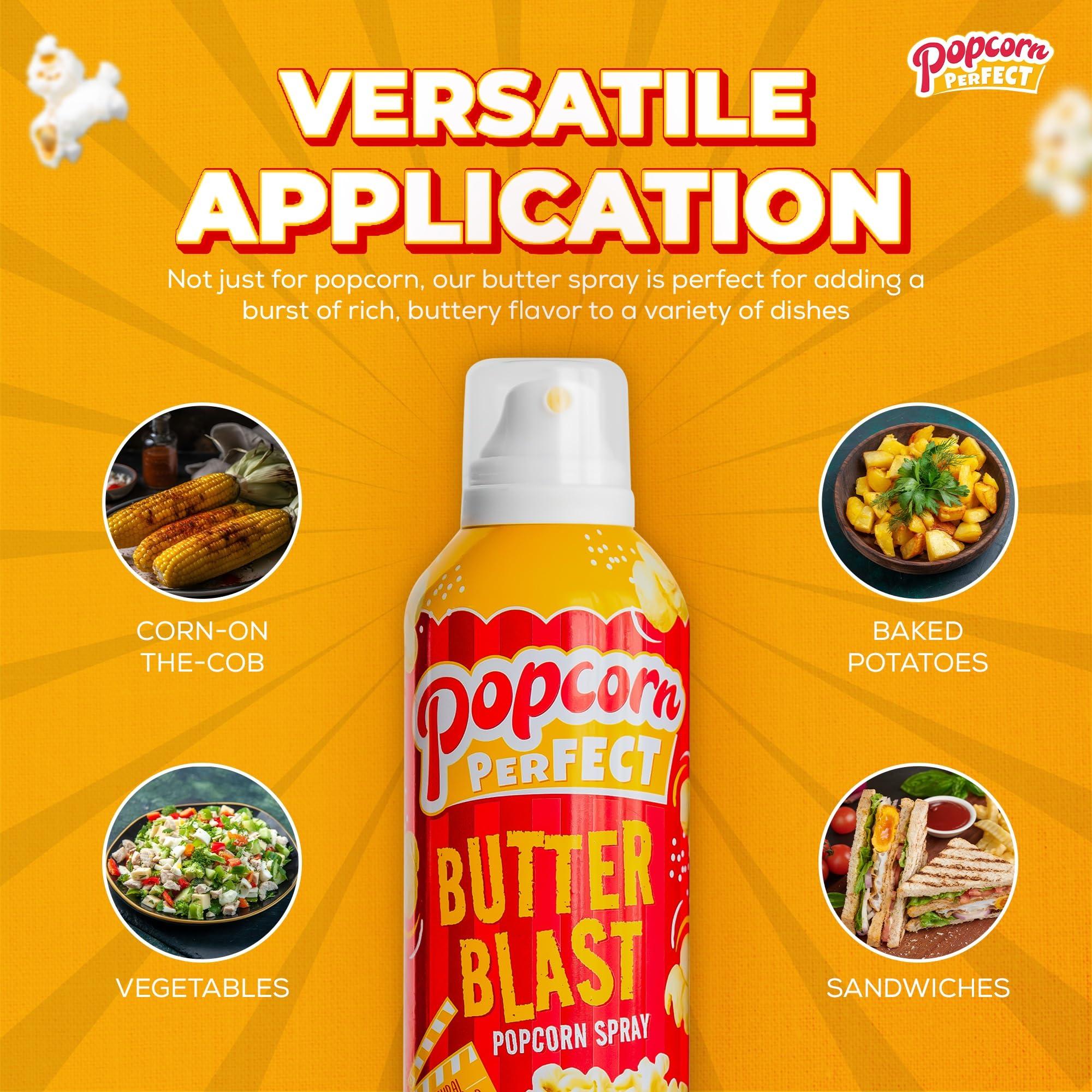 Popcorn Perfect POPCORN PERFECT: Popcorn Butter spray for Microwave and Popcorn Maker, Pop Corn Alternative to Oil, Tastes like Movie Theatre Butter, Better than Kettle corn & Dry Seasoning Toppings, 5 oz (3 Pack)