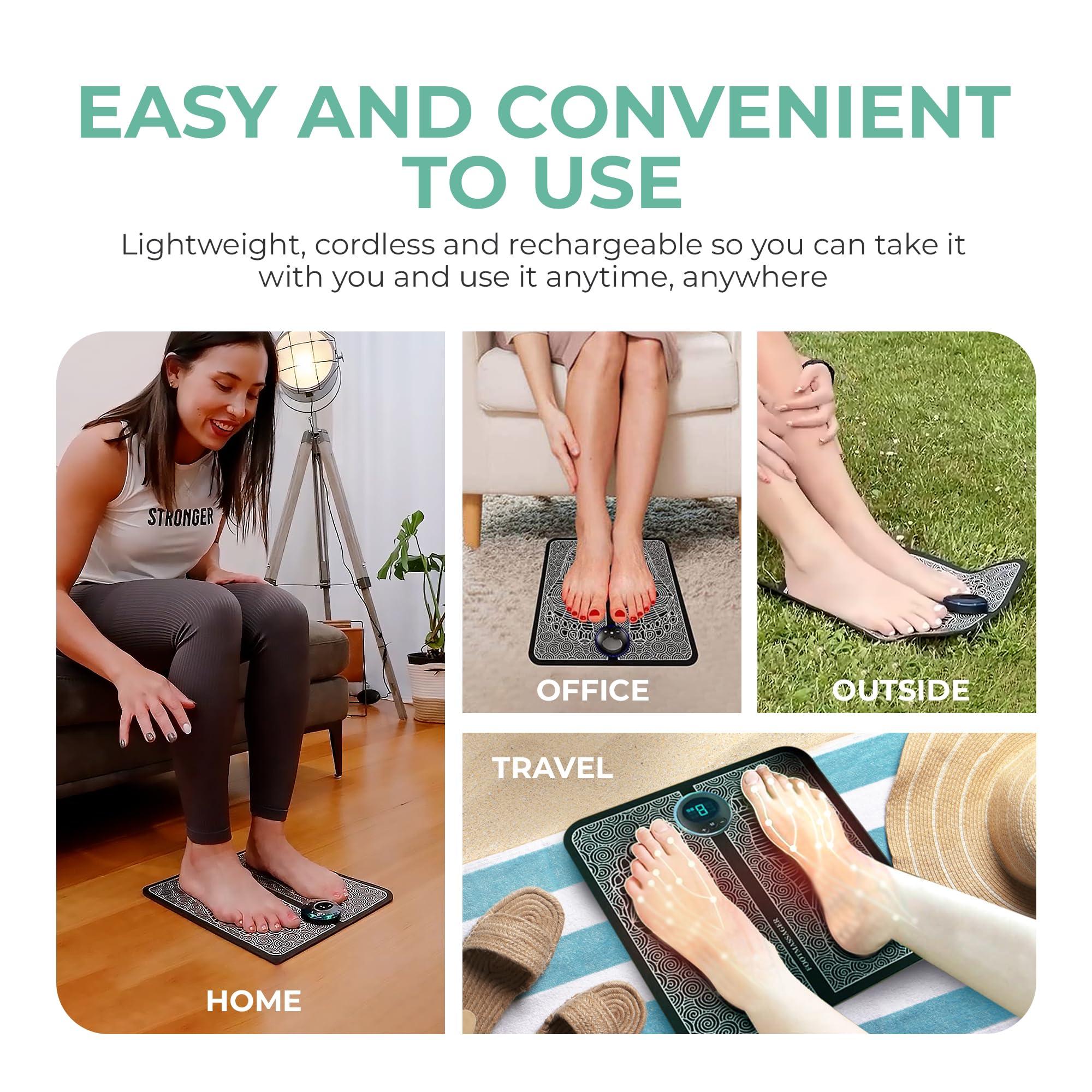 nooro nooro Portable Foot Massager - Soothing Comfort & Revitalization for Tired Feet, 15 Minute Massage with 6 Settings, Pulse Sensation with Deep Tissue Results