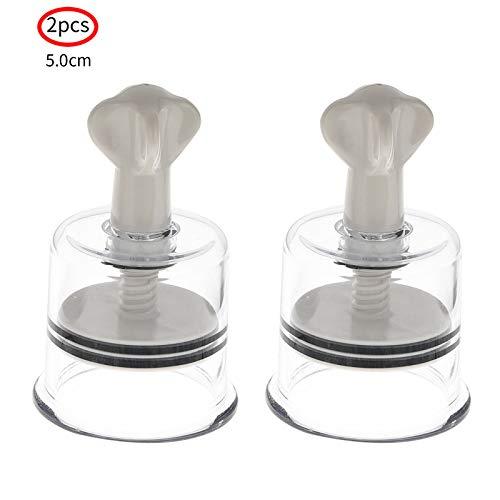 JEATHA JEATHA 2Pcs Vacuum Suction Cup Rotating Twist Nipple Suckers Body Breast Massager Cup Cupping Toy for Adults Breast Pump White 5.0cm