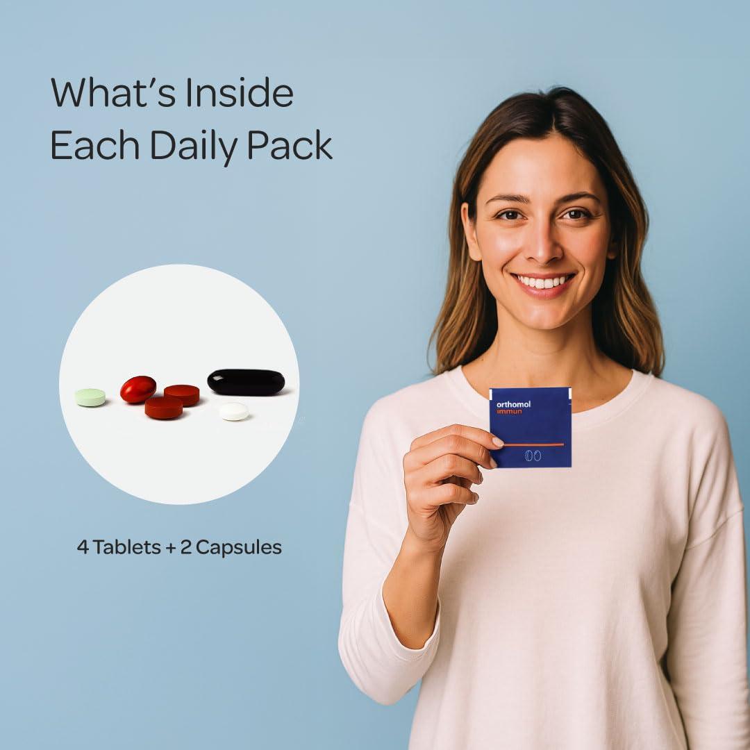 Orthomol Orthomol Immun Tablet and Capsule, Immune Support Supplement, 30-Day Supply, Vitamins A, B, C, D, E, Zinc, Iodine