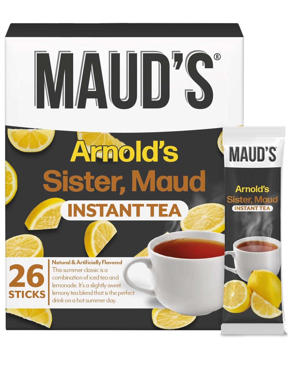 MAUD'S Maud\'s Lemonade Instant Tea Packets Single Serve, 26 ct | Insta Arnold\'s Sister Flavored Tea | 100% California Blended Tea Leaves Solar Energy Produced | Hot or Iced Tea Instant Powder Packs