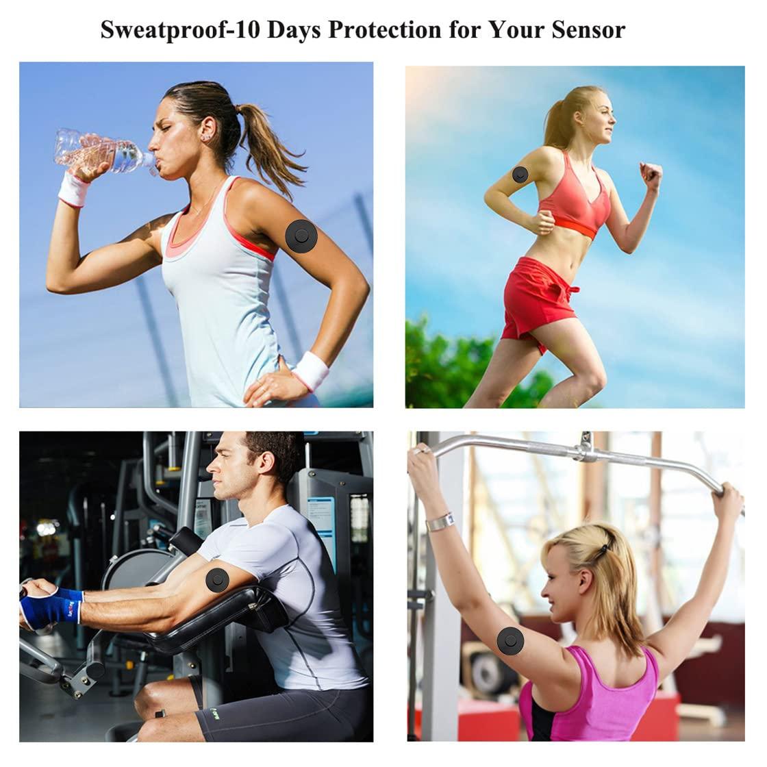 Bomister 60 Pieces Waterproof Sensor Covers for Freestyle Libre 1/2/3, Sweatproof CGM Sensors Adhesive Patches,Pre-Cut Continuous Glucose Monitor Protection,No Glue in The Center of Tape