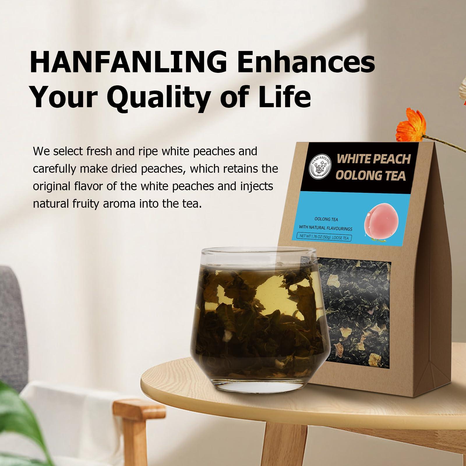 HANFANGLING HANFANGLING White Peach Oolong Tea, Refreshing, Caffeine Alternative, Fresh Sweetness of White Peach and Aromatic Taste of Oolong Tea Loose Leaf 1.76oz