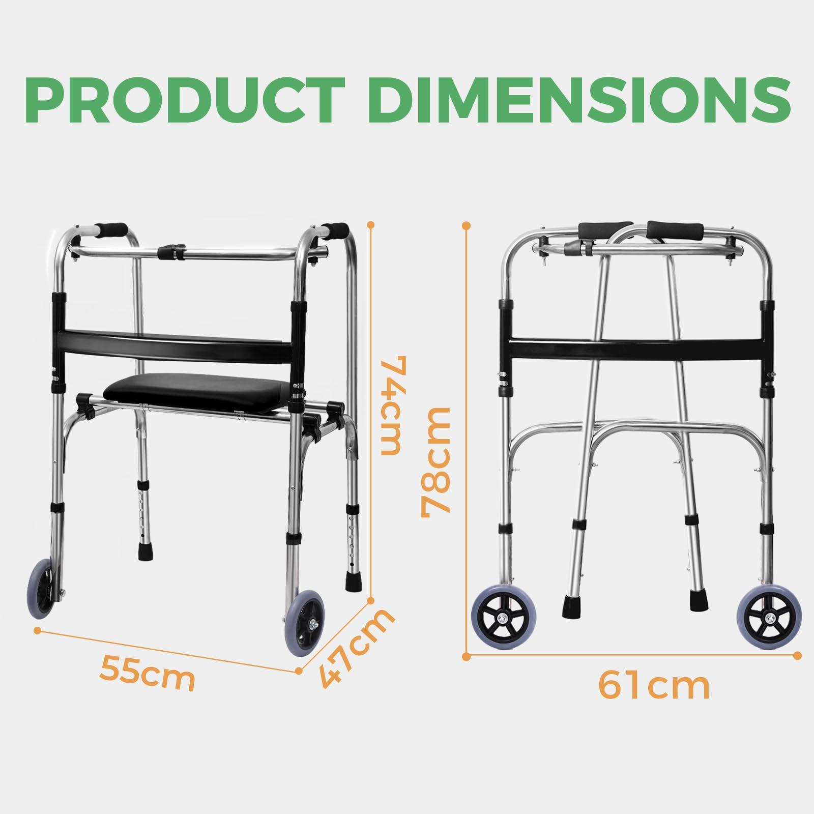 GRLEAYIE GRLEAYIE Folding Walkers for Seniors,Front Wheel Walker with Seat, Lightweight Walkers for Elderly Adult,Adjustable Height Medical Walker, Portable Compact Bariatric Walker Supports Up to 400 Pounds
