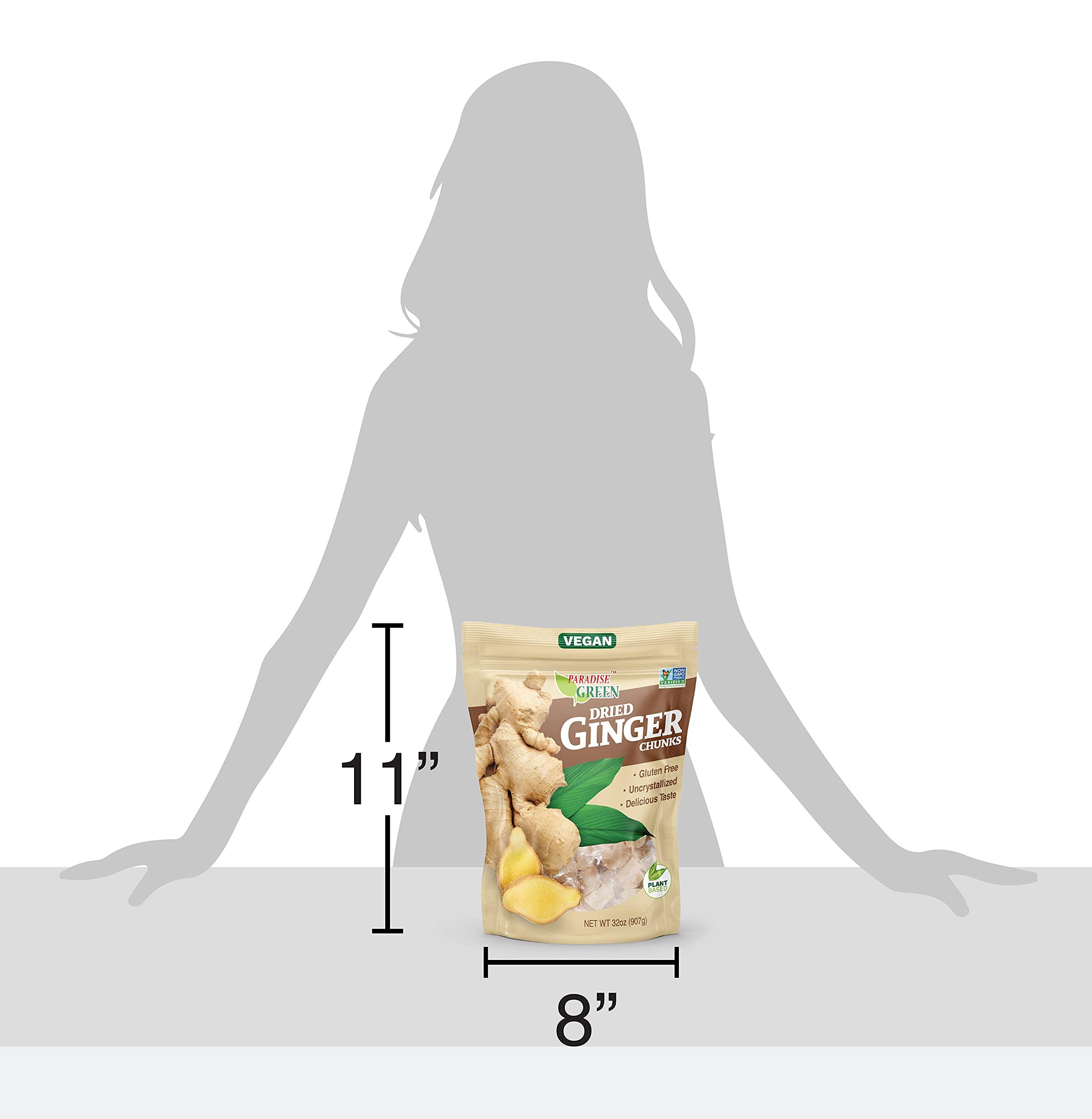 Paradise Green Paradise Green Dried Ginger Chunks, Uncrystallized | Vegan | Plant Based | Non-GMO, 32 oz
