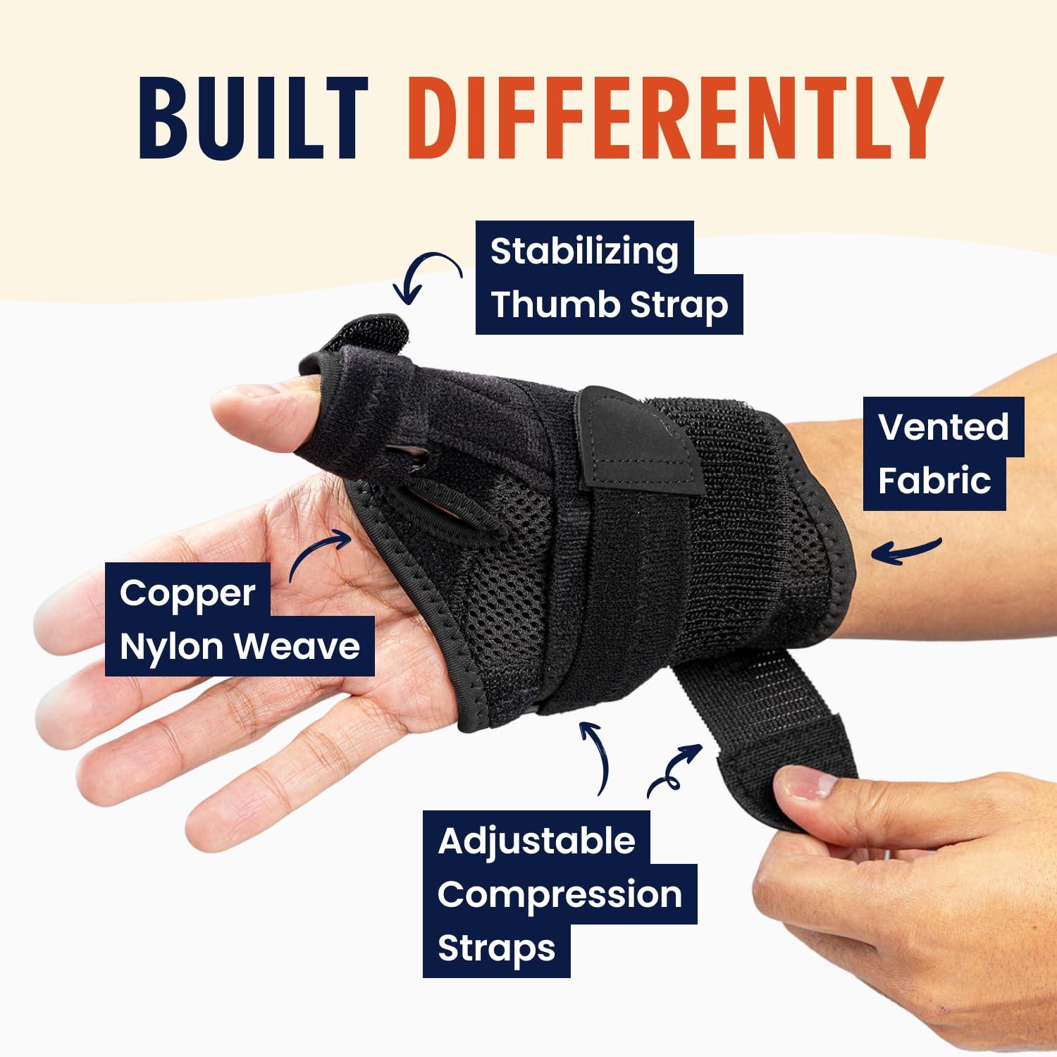 Dr. Frederick's Original Dr. Frederick's Original Reversible Copper Infused Wrist Thumb Brace - 1 Brace - Spica Splint for De Quervain’s Tendonitis, Arthritis, CMC, Pain Relief - Left or Right Hand - Fits Men and Women