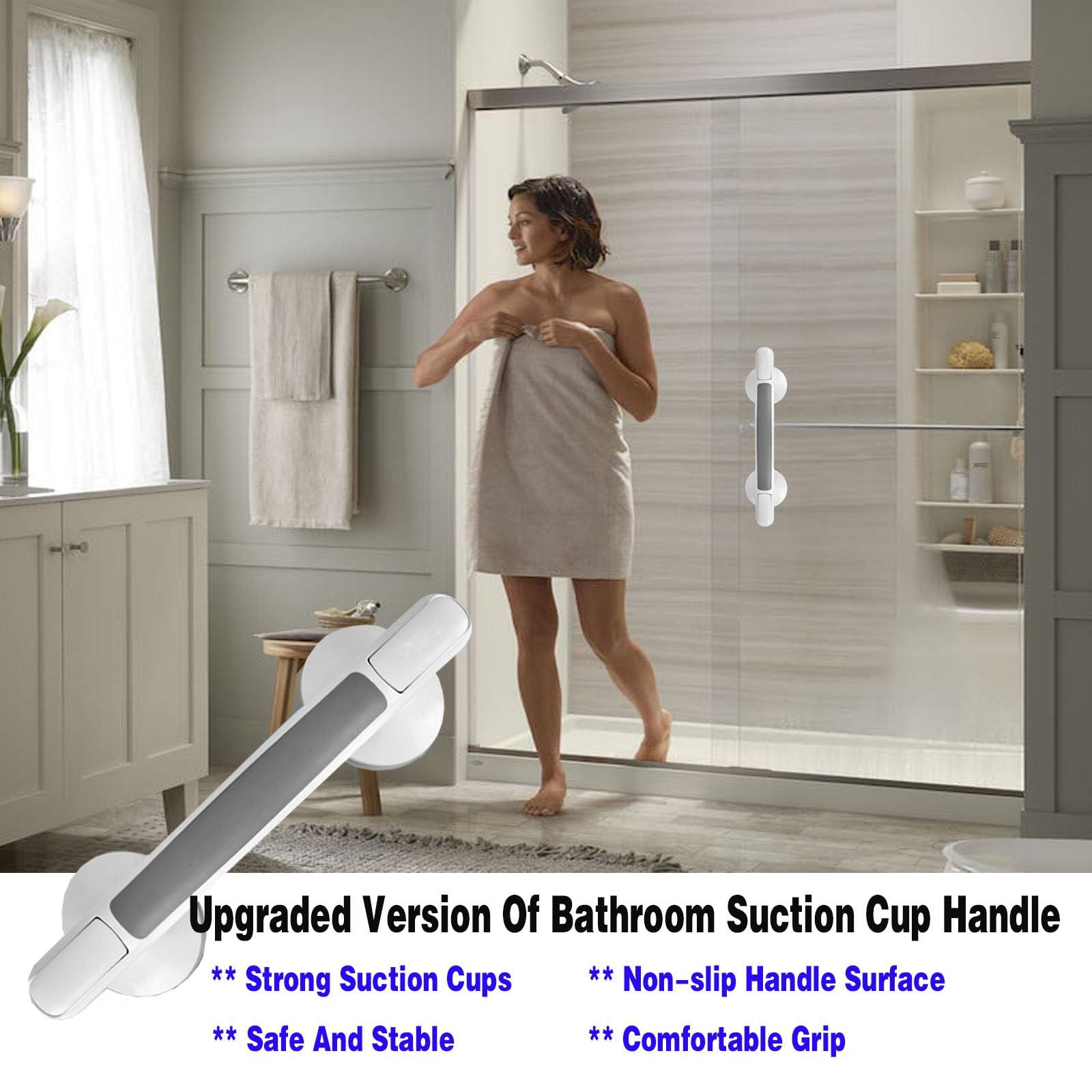 EXCLEN Shower Handles Suction Grab Bars for Shower 12 Inch, Grab Bars for Bathtubs and Showers, Shower Handles for Elderly Suction, Suction Shower Grab Bars for Seniors Elderly Handicap